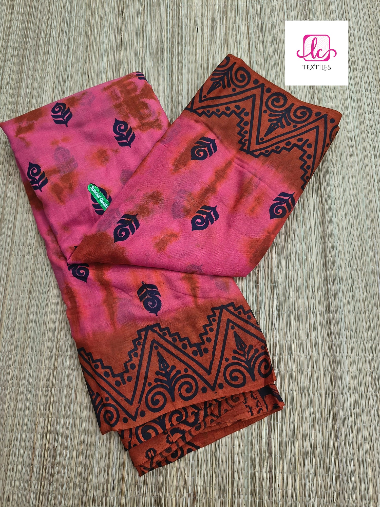 Madurai Sungudi Cotton -Peach- MS49