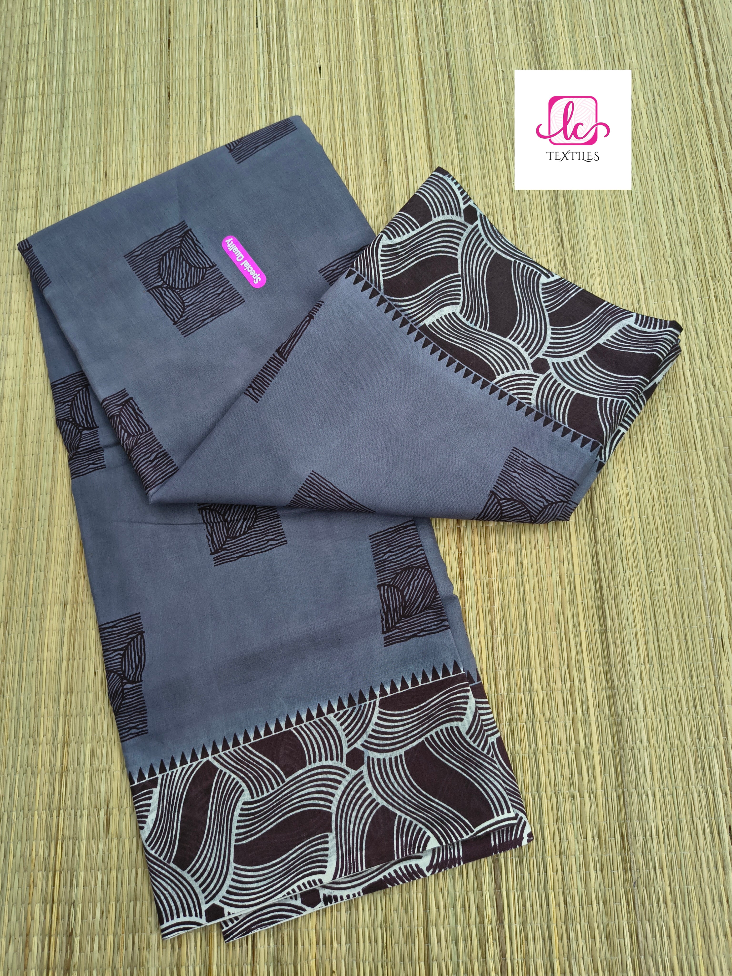 Madurai Sungudi Cotton -Bluish Grey- MS50