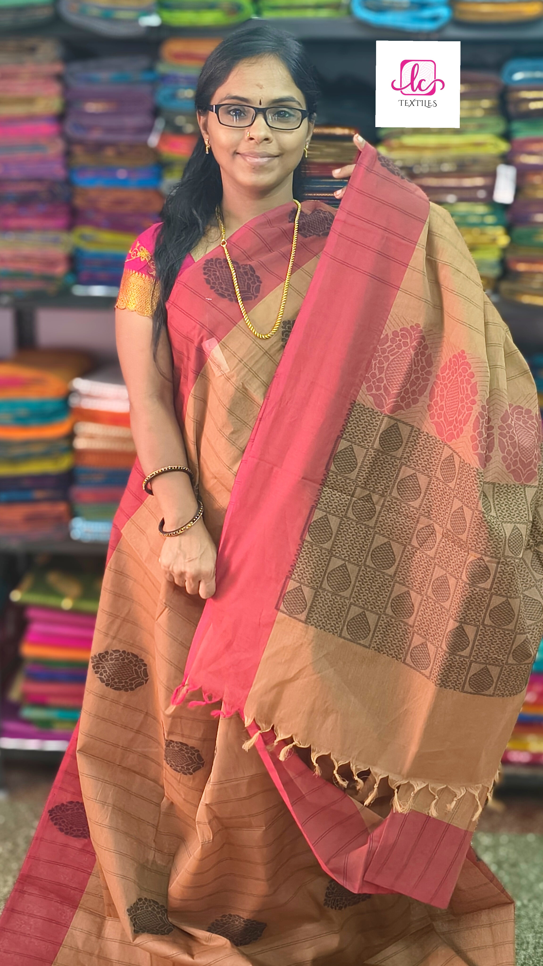 Negamam Cotton Saree - Khaki - NC34
