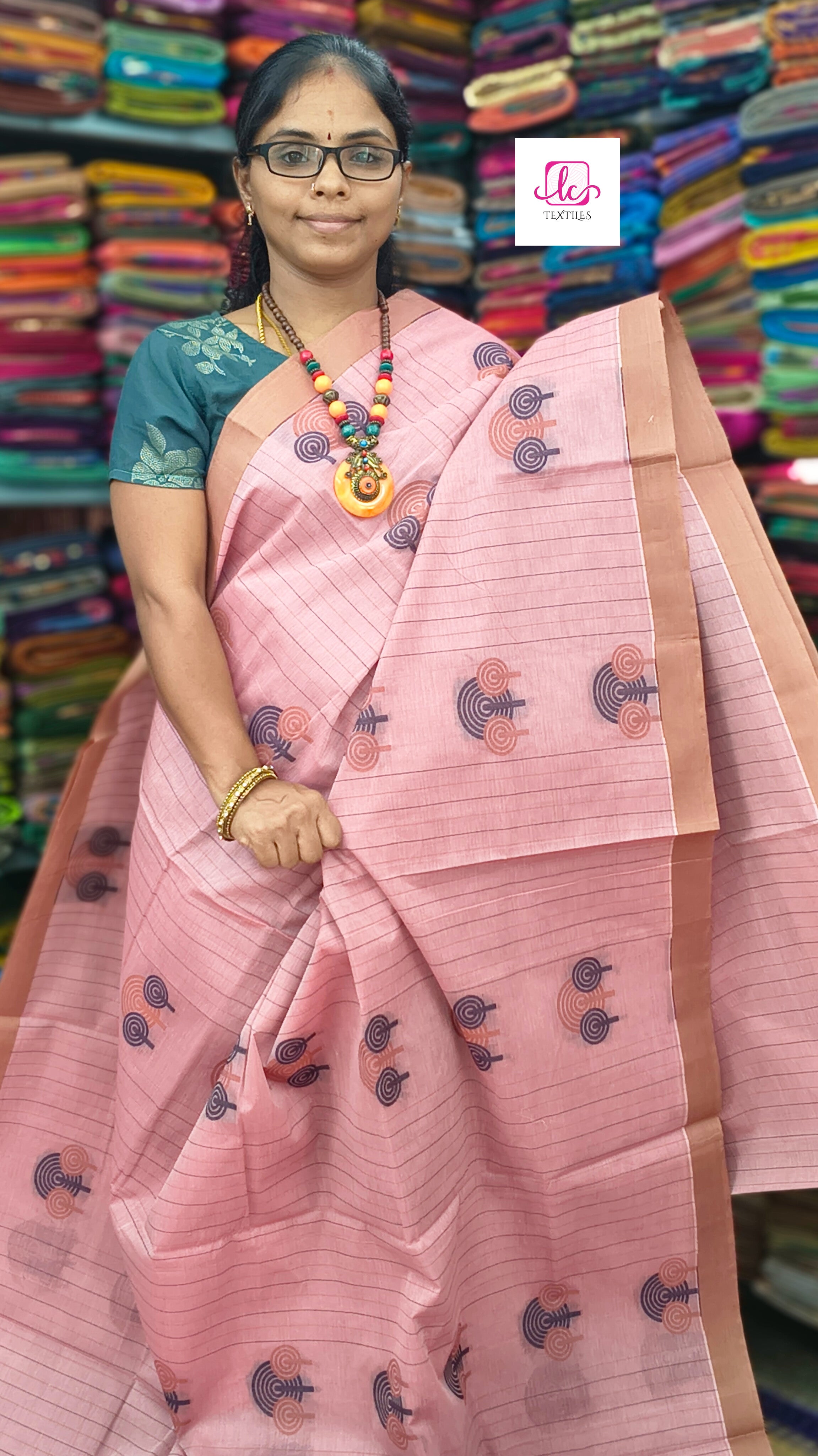 Negamam Cotton Saree - pastel pink - NC38