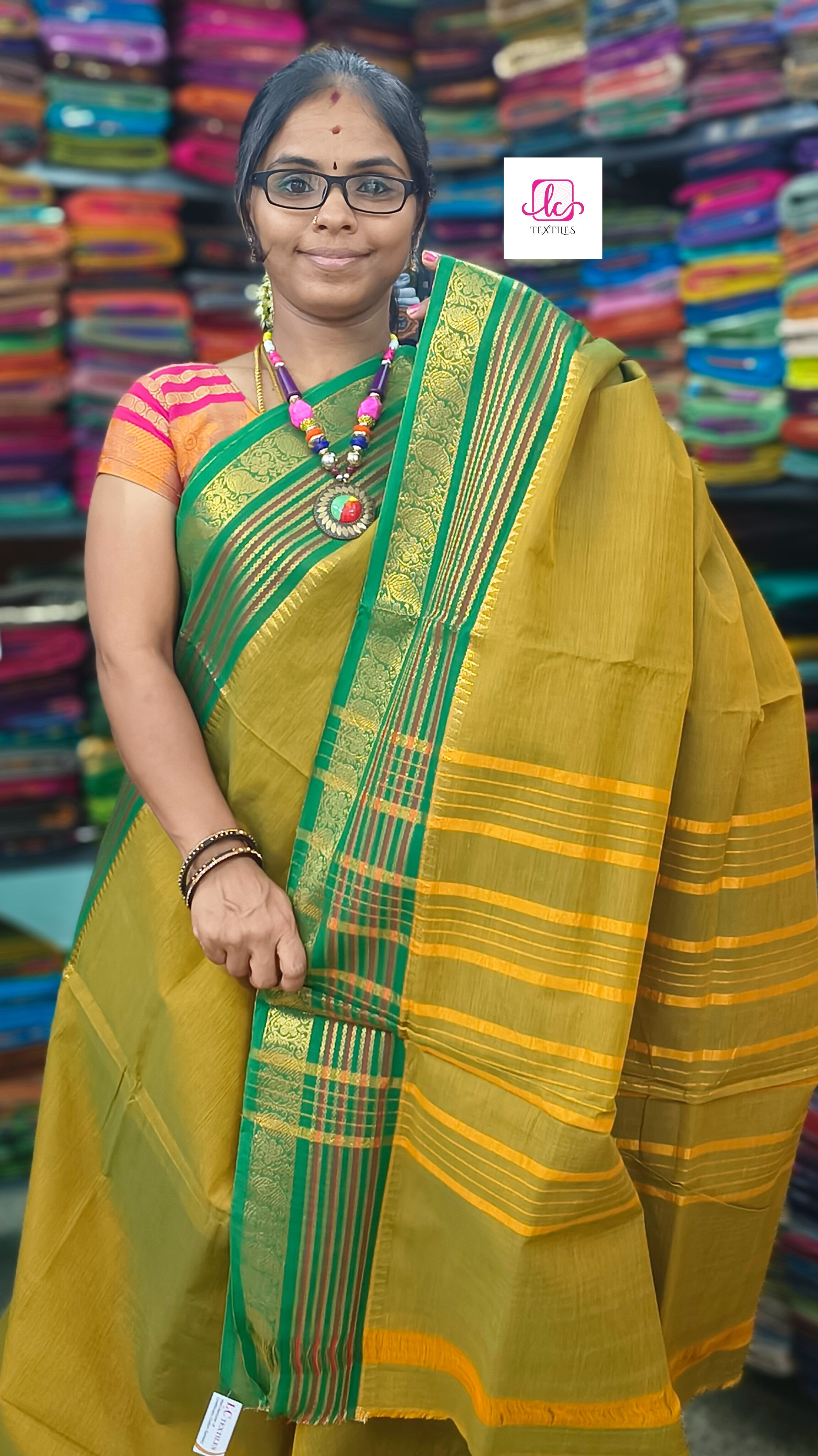 Kanchi Cotton - All Day Fusion -yellow mixed green- KCAF56