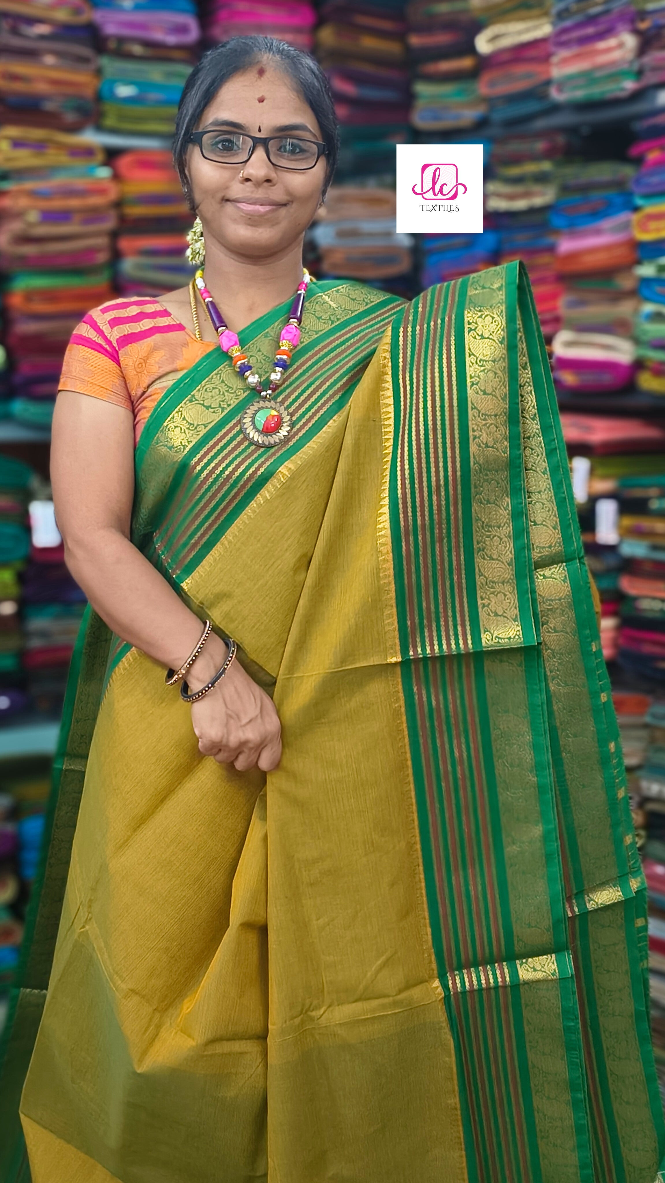 Kanchi Cotton - All Day Fusion -yellow mixed green- KCAF56