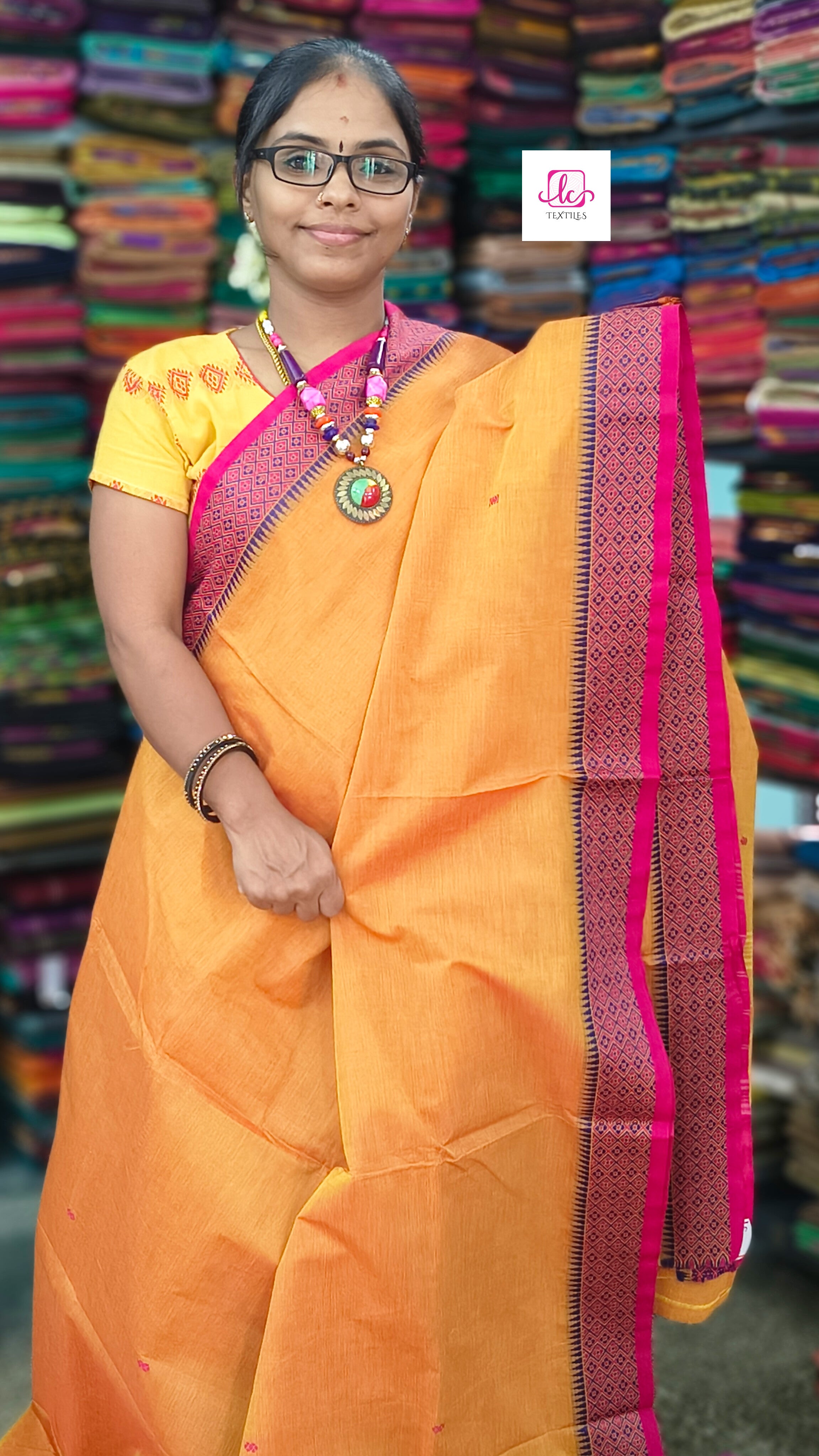 Chettinad Cotton - Office Wear -Pinkish Orange- CCOW37