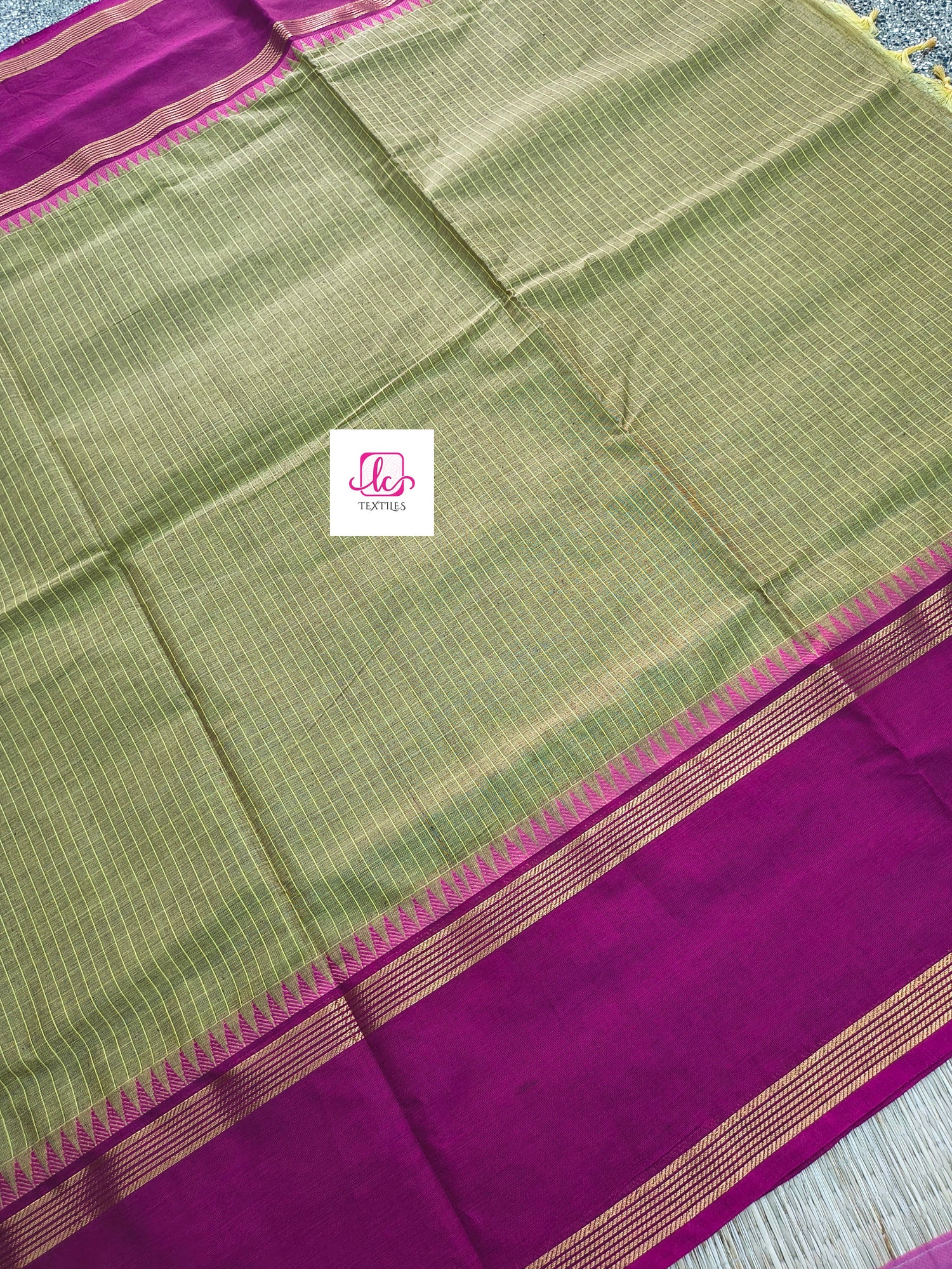 Kandangi Korvai Checks -Lemon yellow mixed maroon dual tone- KKC63