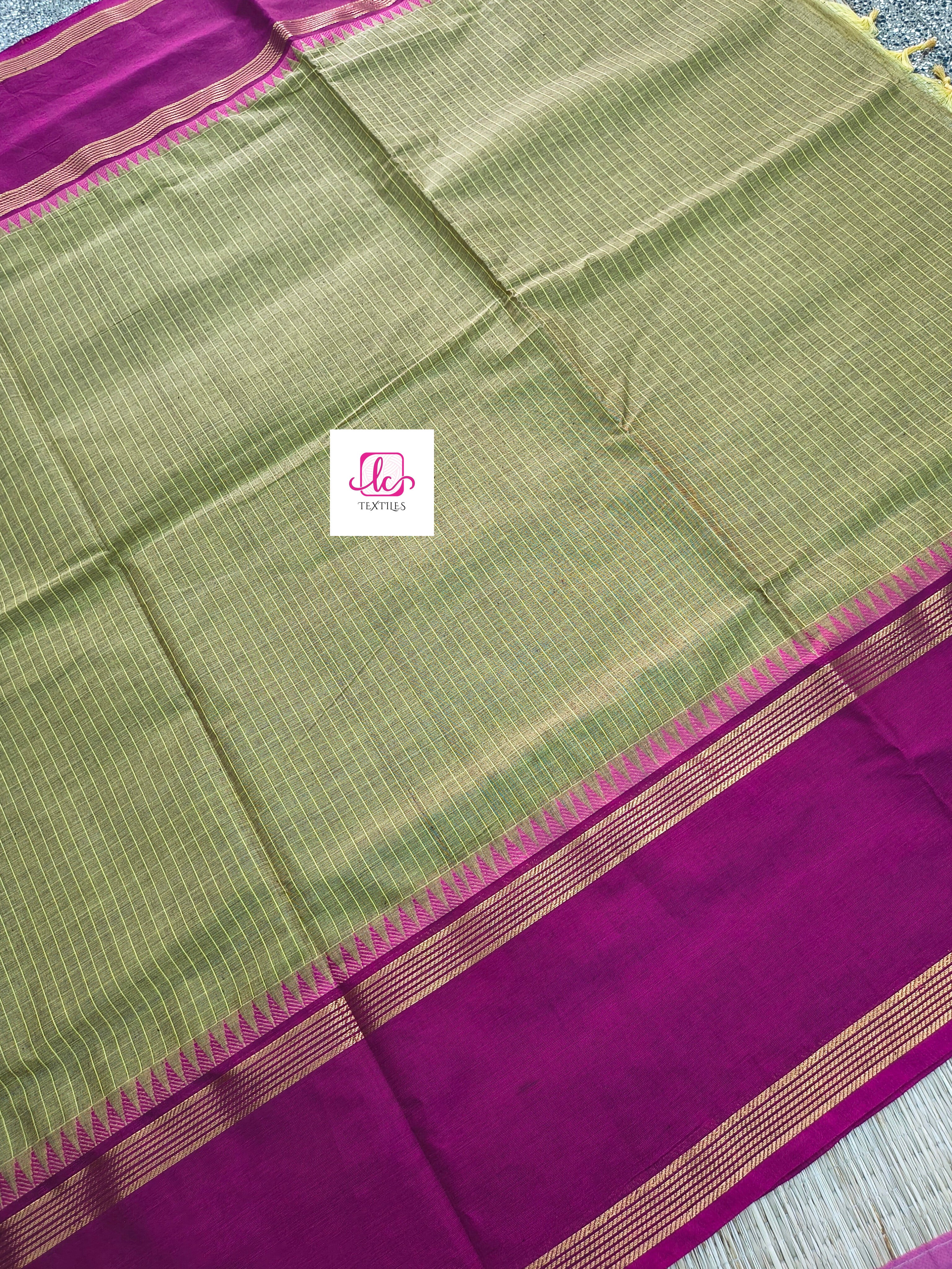 Kandangi Korvai Checks -Lemon yellow mixed maroon dual tone- KKC63