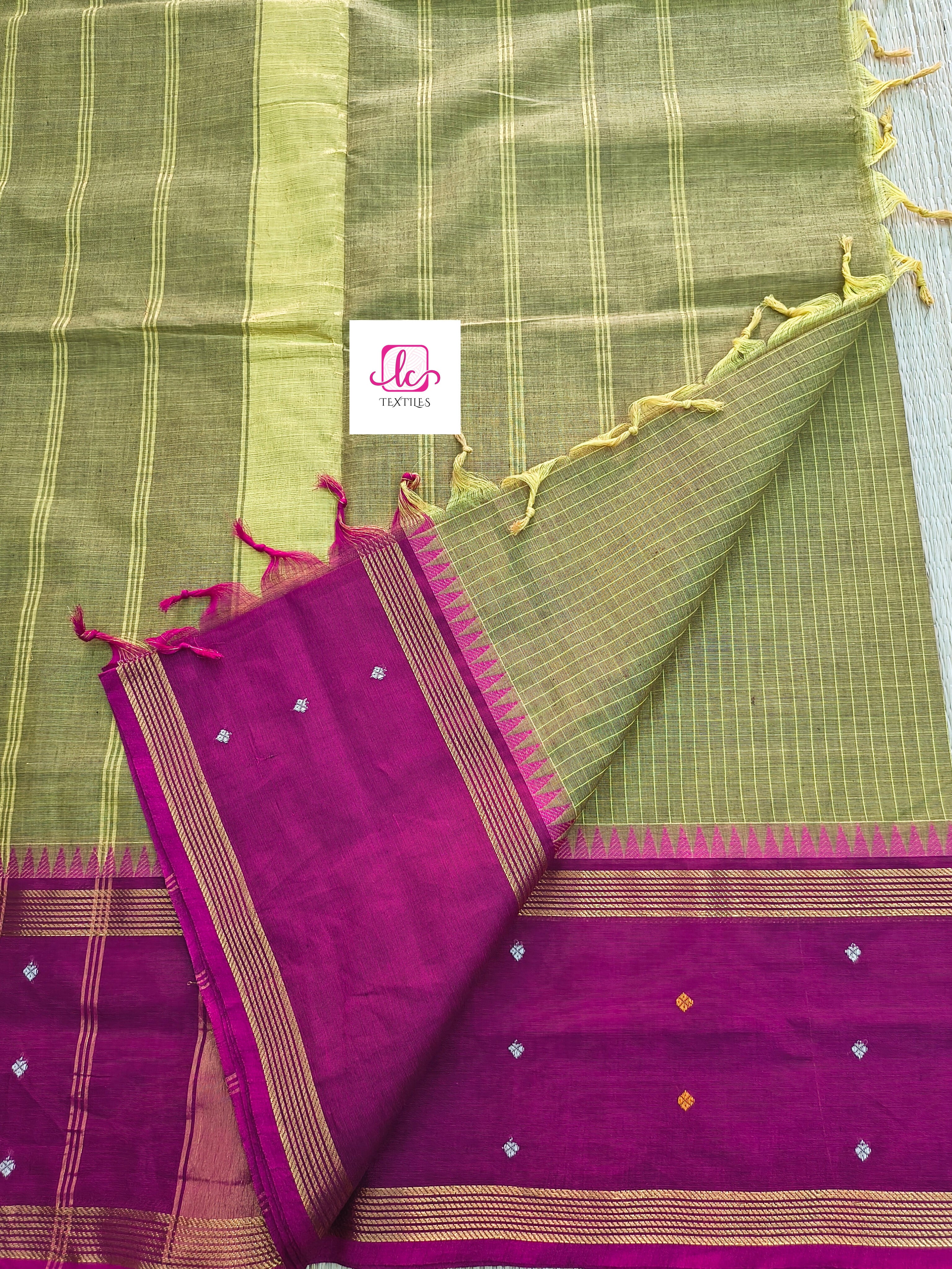 Kandangi Korvai Checks -Lemon yellow mixed maroon dual tone- KKC63