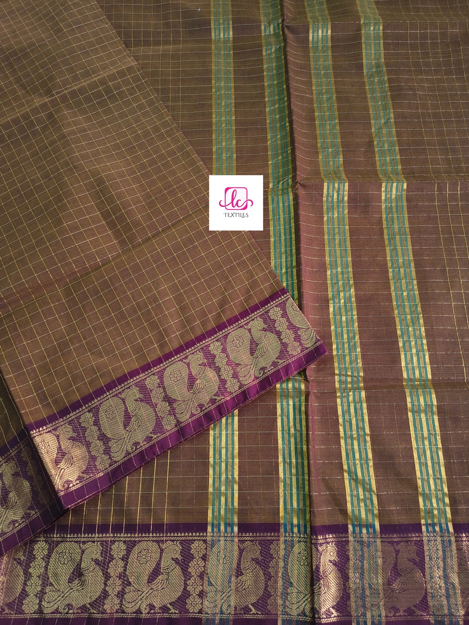 Kandangi Checks -Khaki mixed maroon- KC70