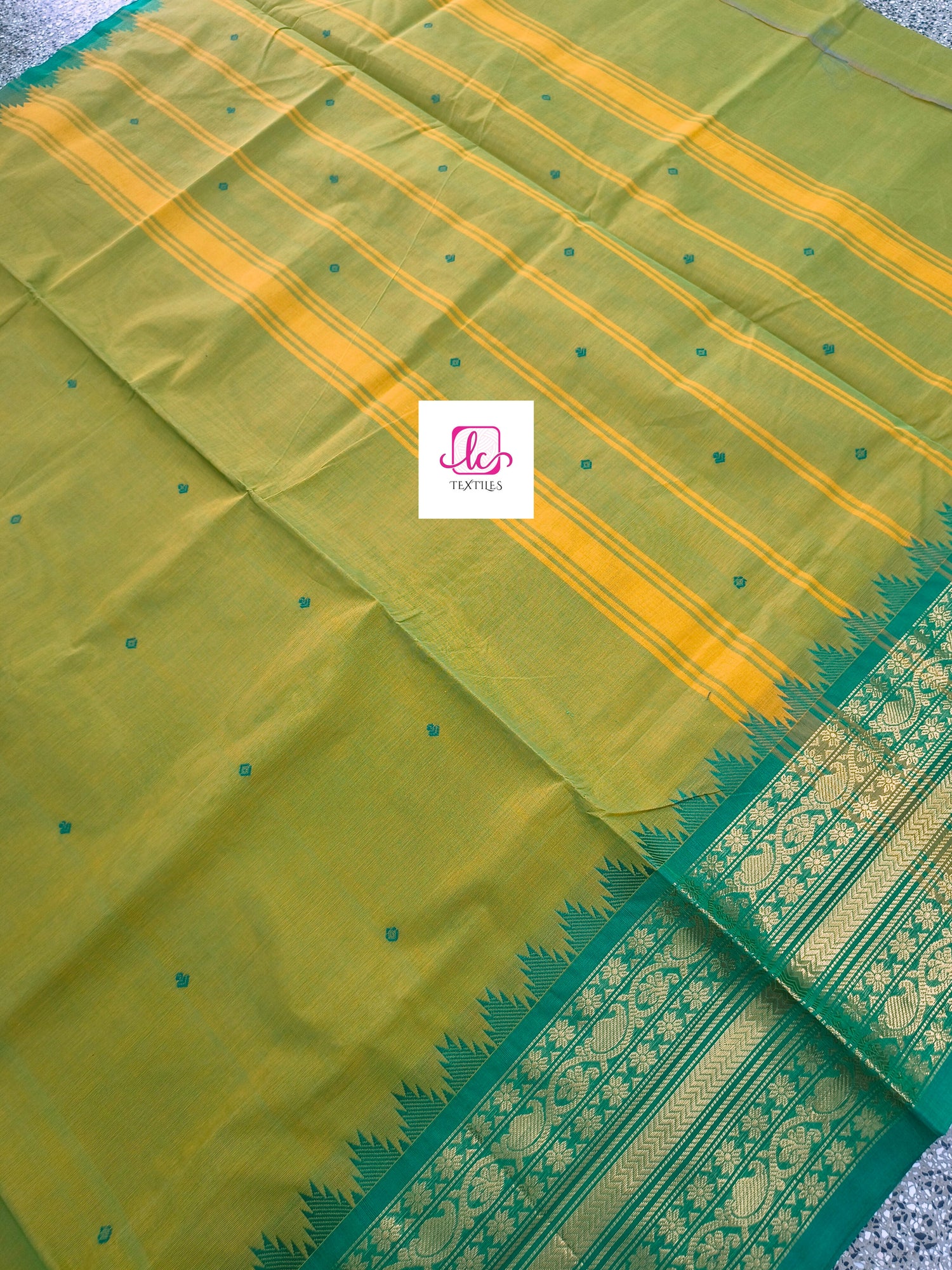Kanchi Cotton - Festival Fusion - yellow mixed green- KCFB155