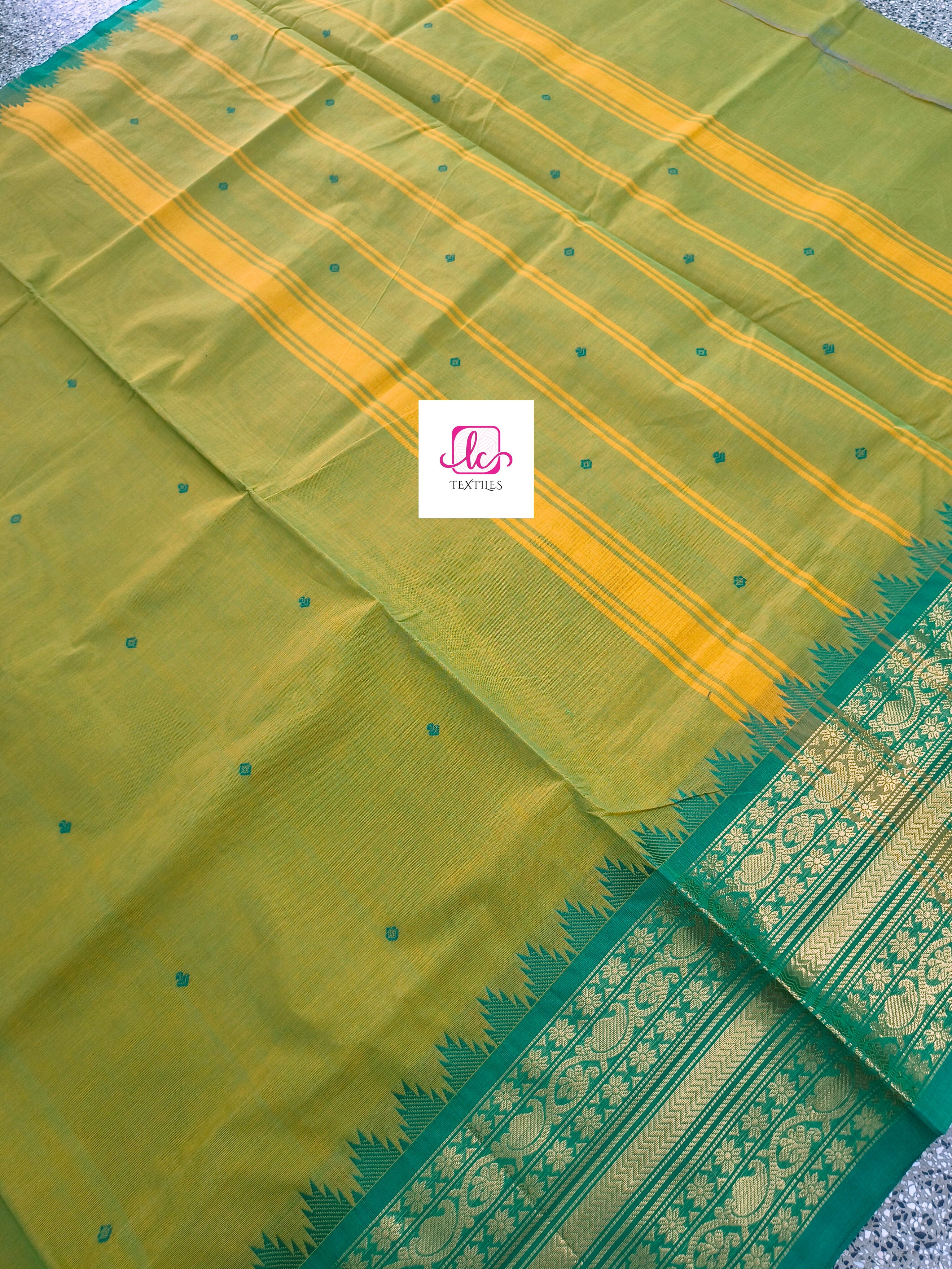 Kanchi Cotton - Festival Fusion - yellow mixed green- KCFB155