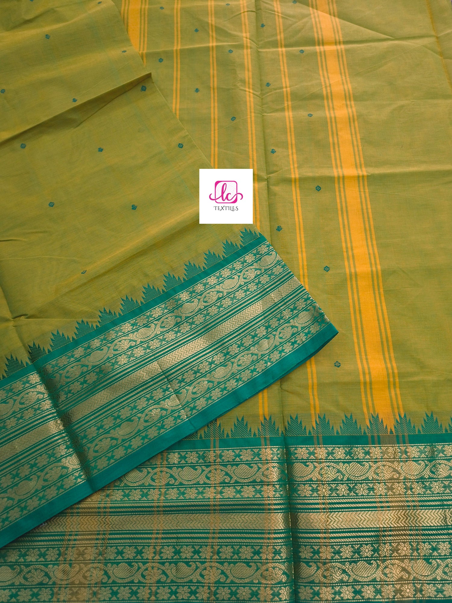 Kanchi Cotton - Festival Fusion - yellow mixed green- KCFB155