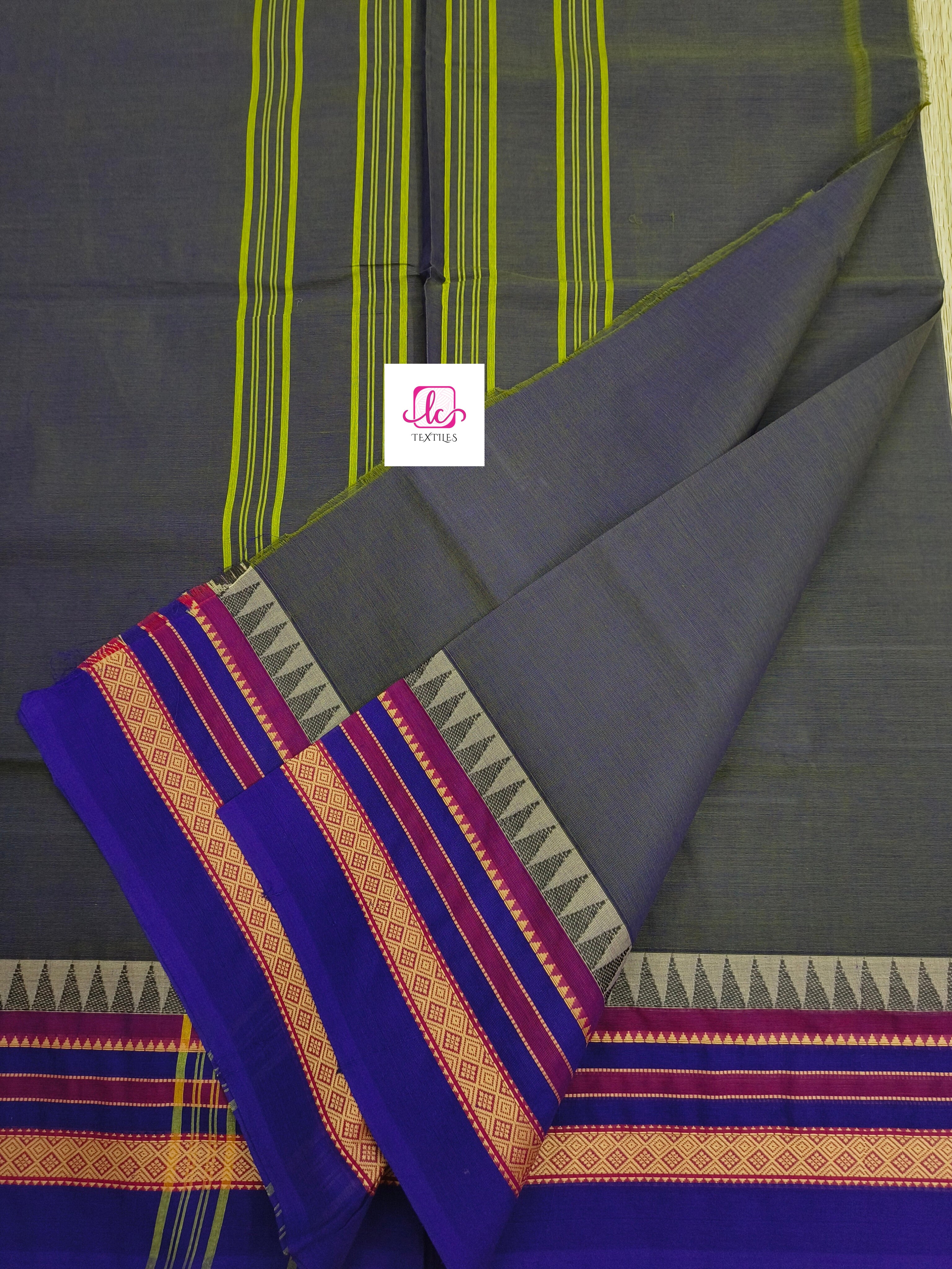 Chettinad Cotton -Daily Wear -olive Green mixed blue dual tone- CDW139