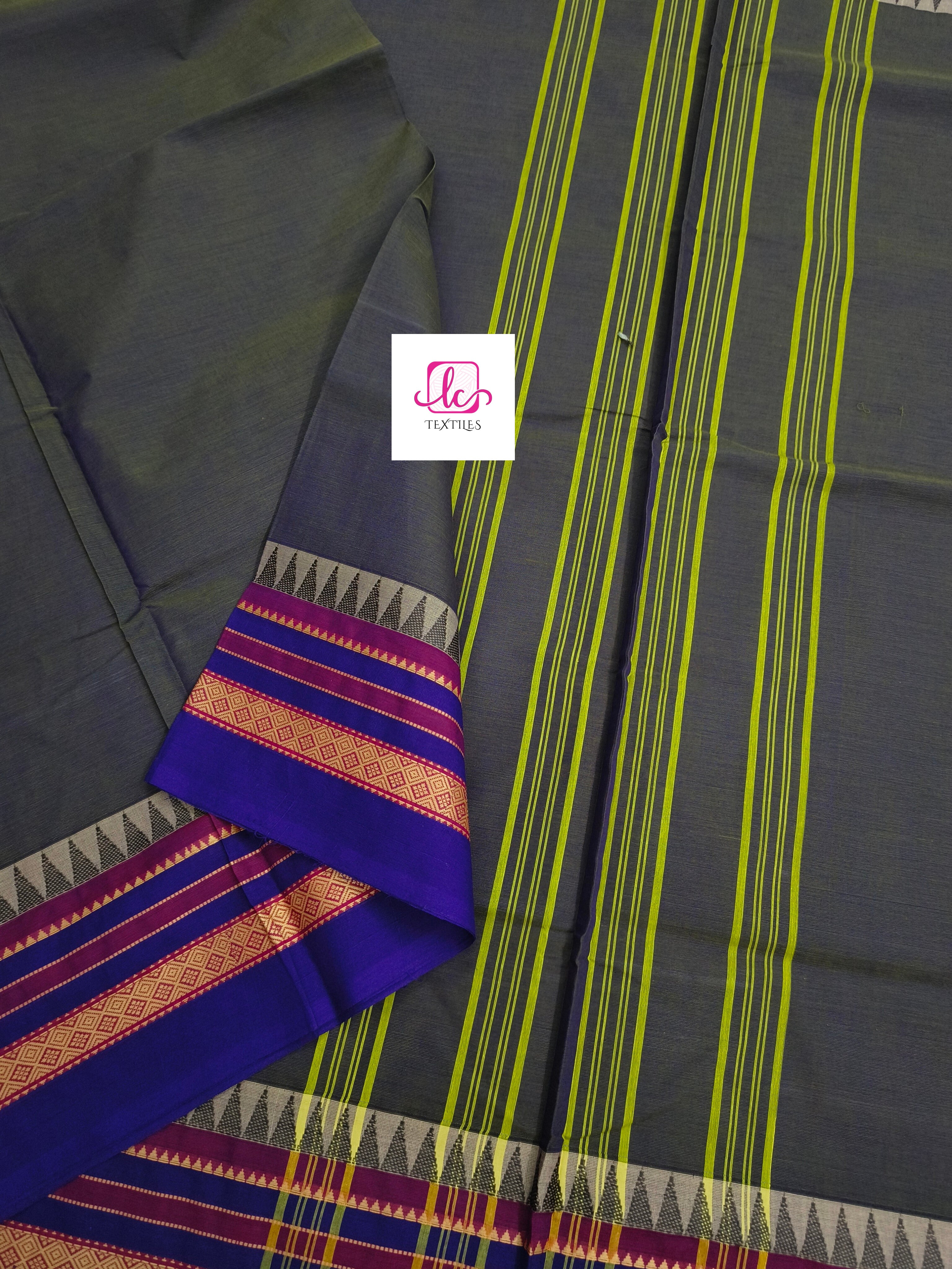 Chettinad Cotton -Daily Wear -olive Green mixed blue dual tone- CDW139