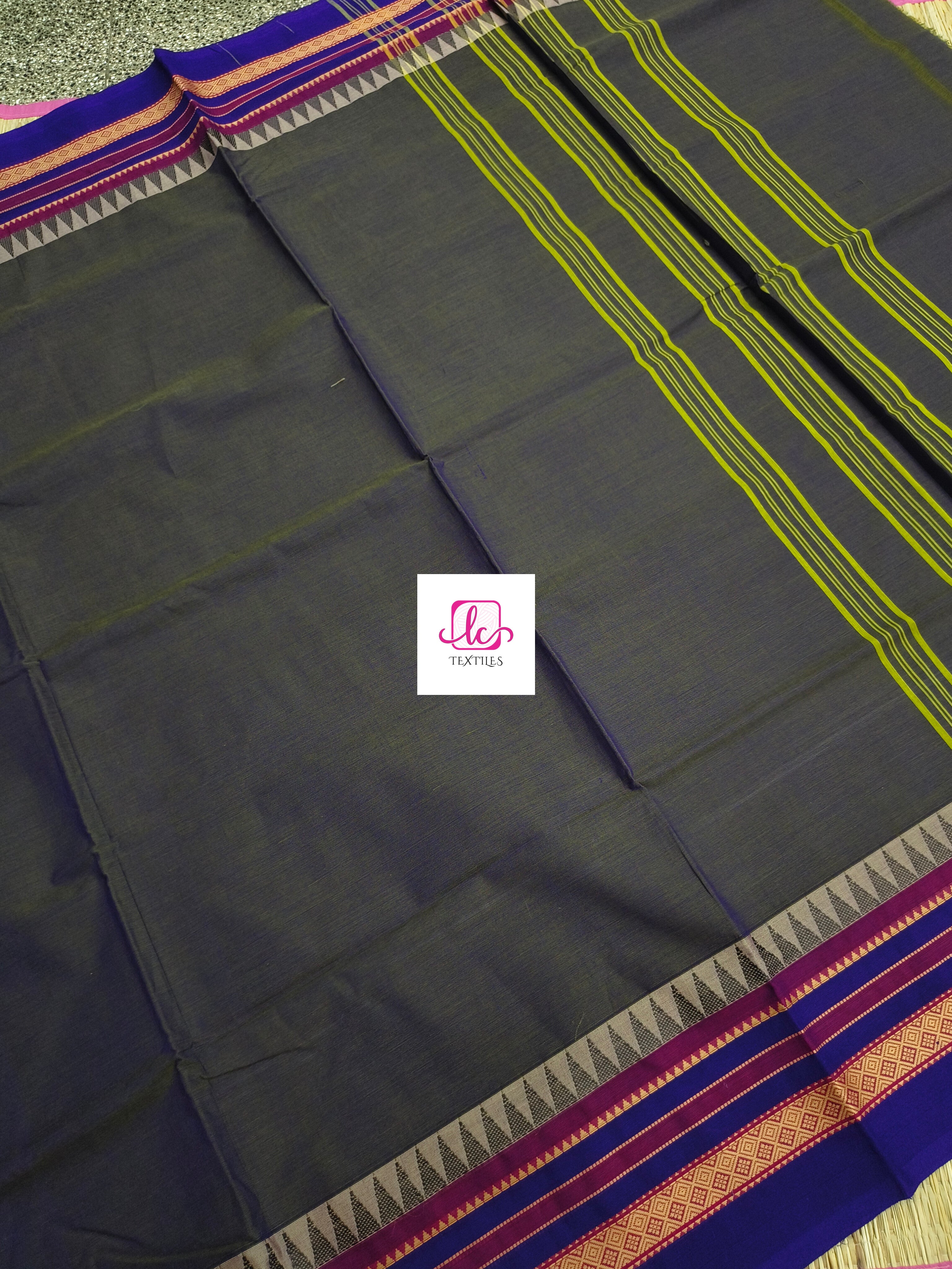 Chettinad Cotton -Daily Wear -olive Green mixed blue dual tone- CDW139
