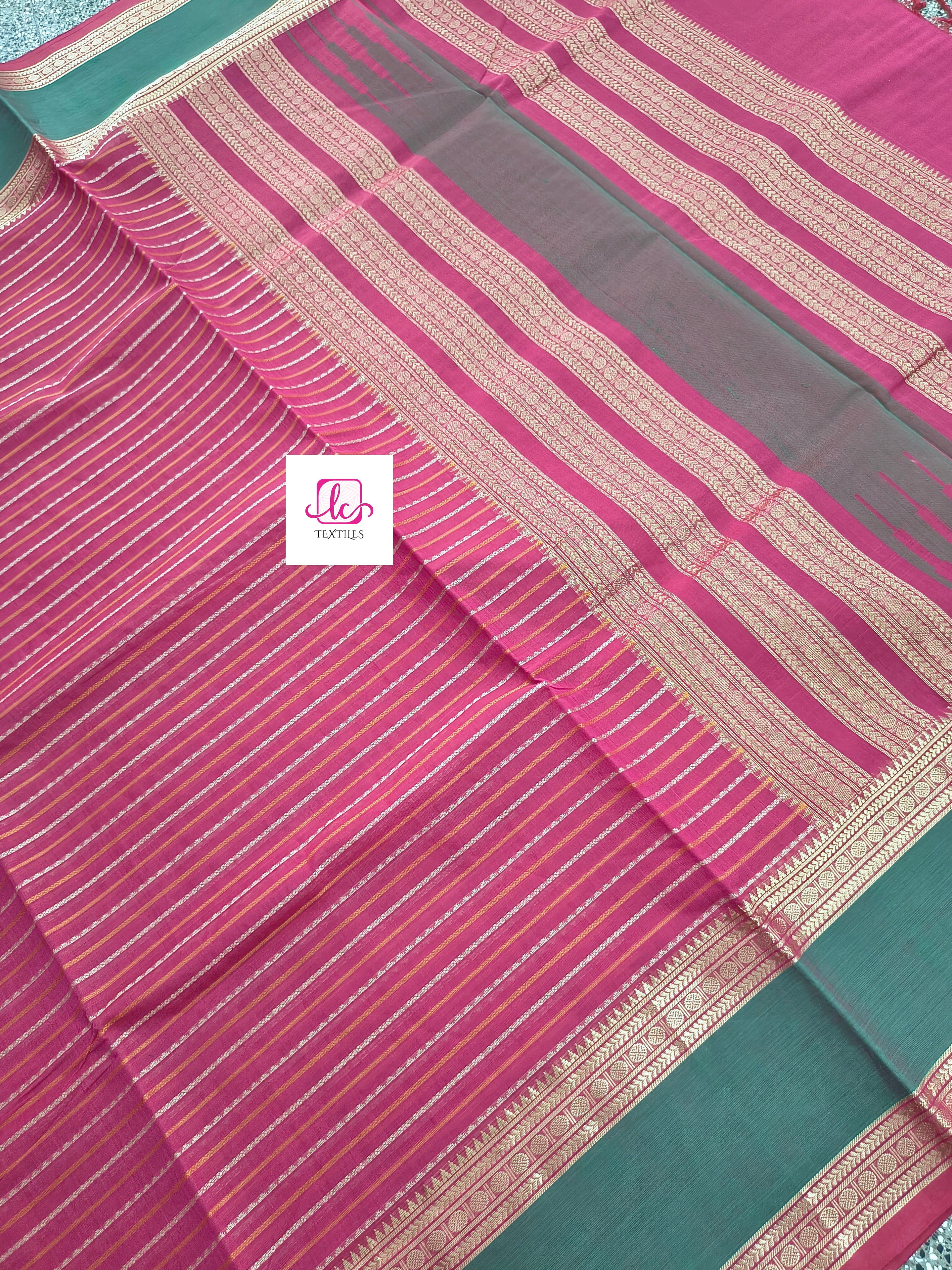 Heritage Handwoven cotton -Veldhari- Redish Pink -15