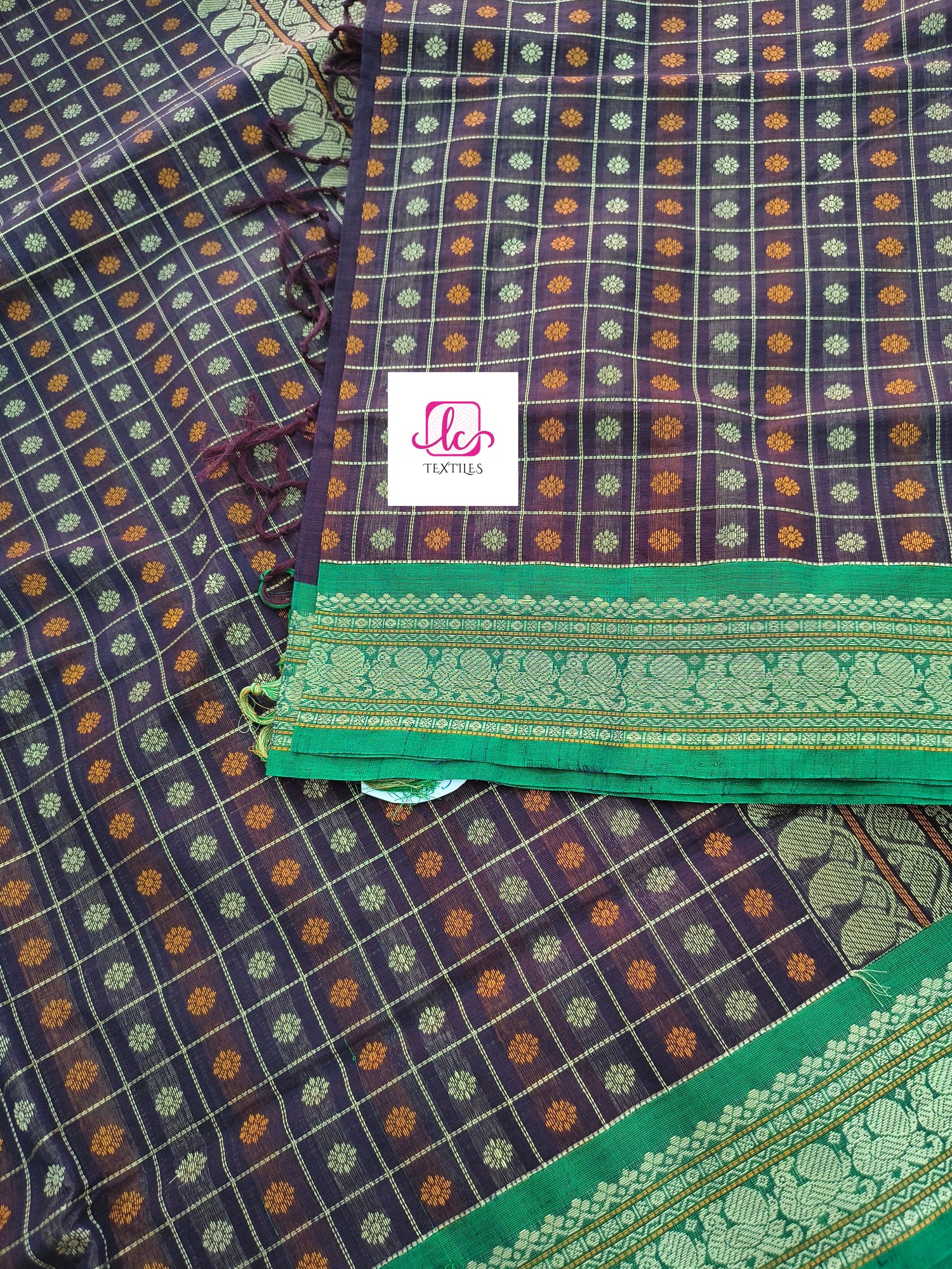 Heritage Handwoven cotton -1000 butta - Brown -14