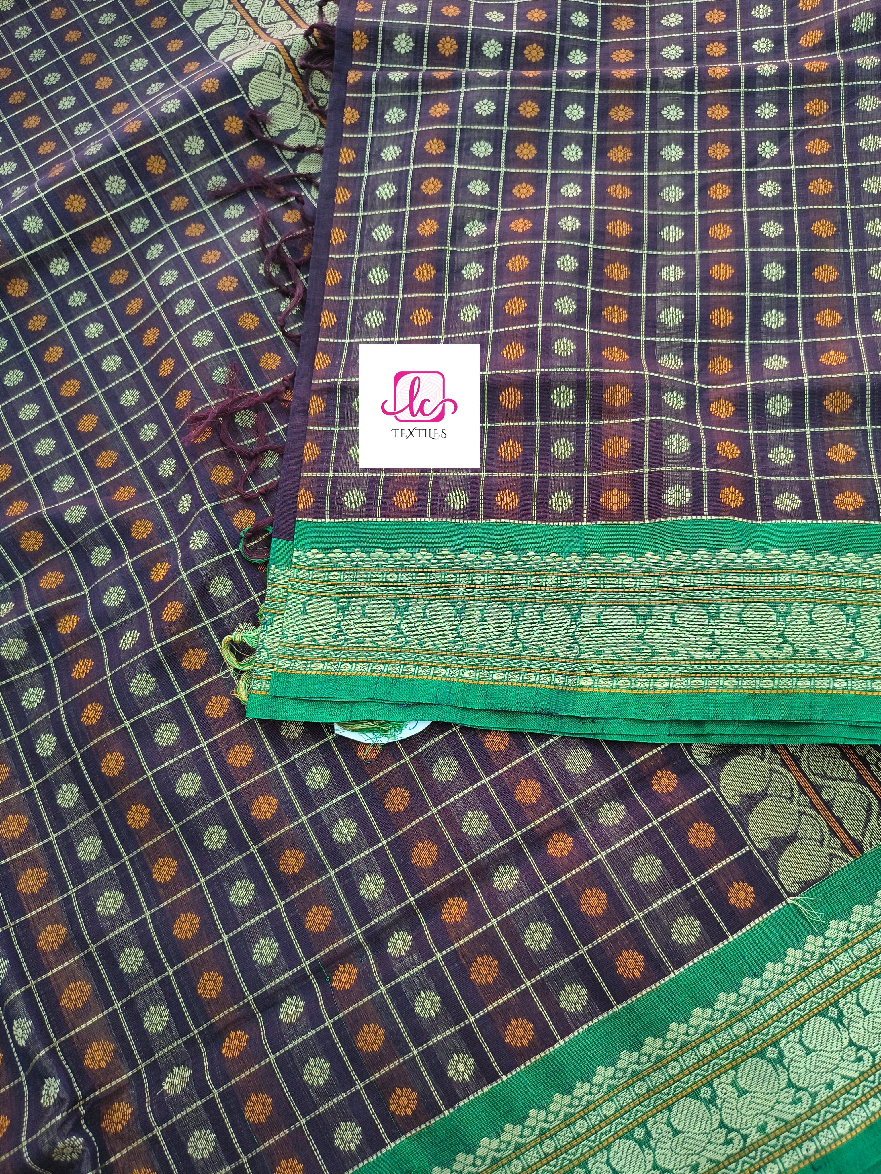 Heritage Handwoven cotton -1000 butta - Brown -HC14