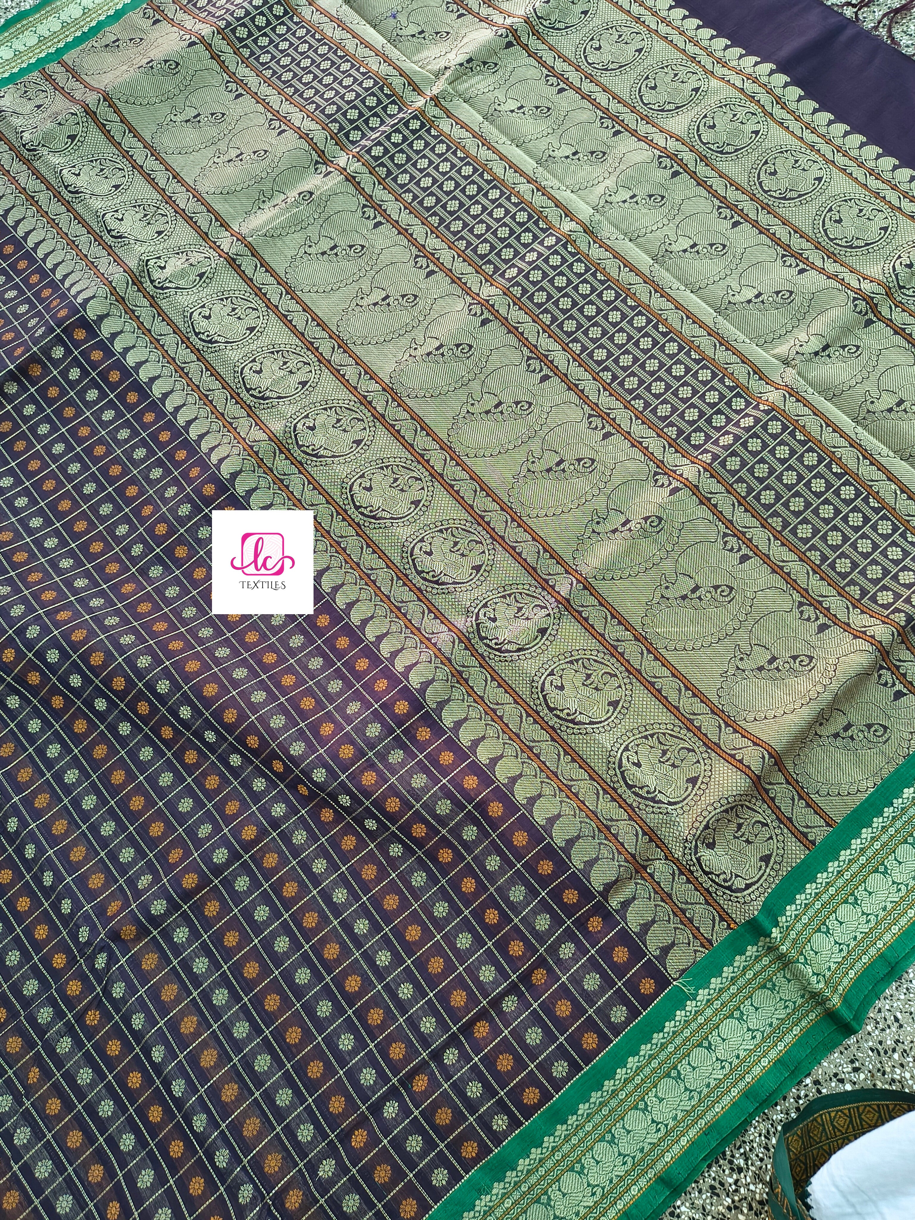 Heritage Handwoven cotton -1000 butta - Brown -14