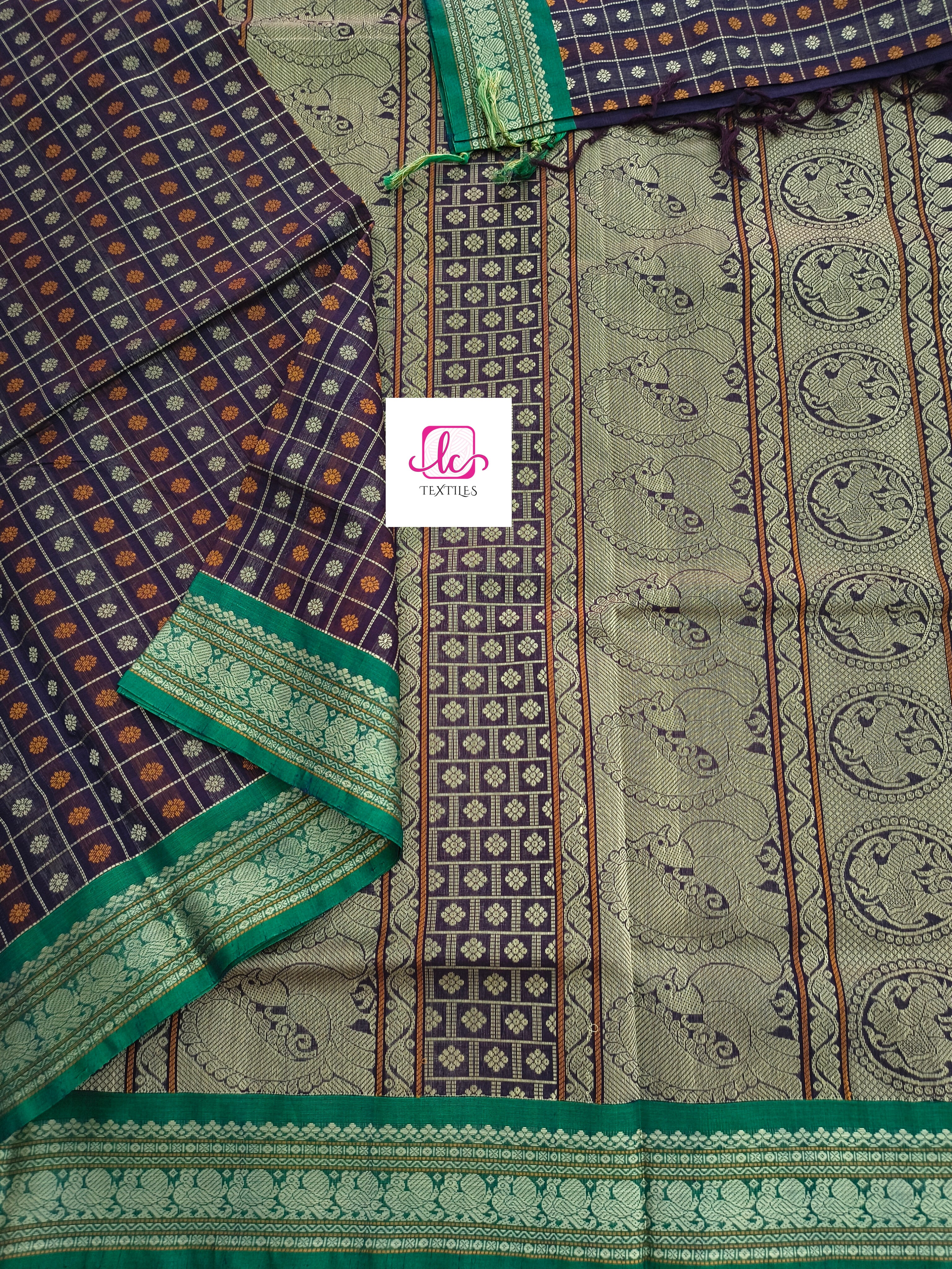 Heritage Handwoven cotton -1000 butta - Brown -HC14