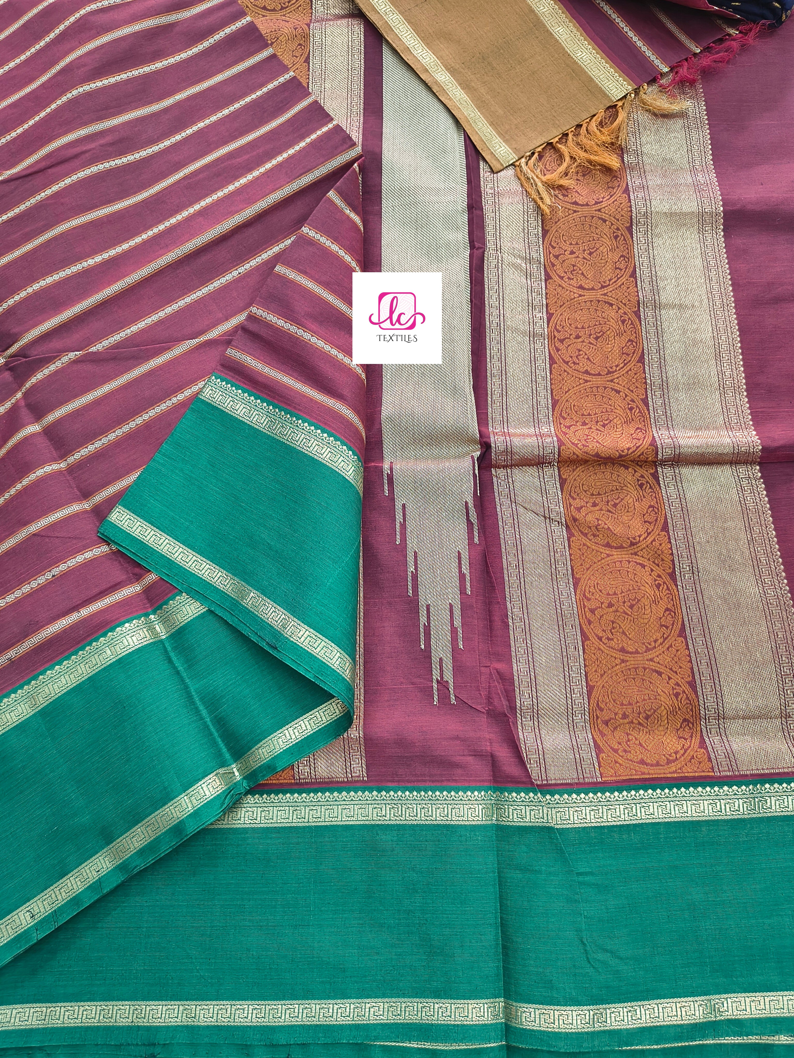 Heritage Handwoven cotton -Veldhari-Dark Maroon -26