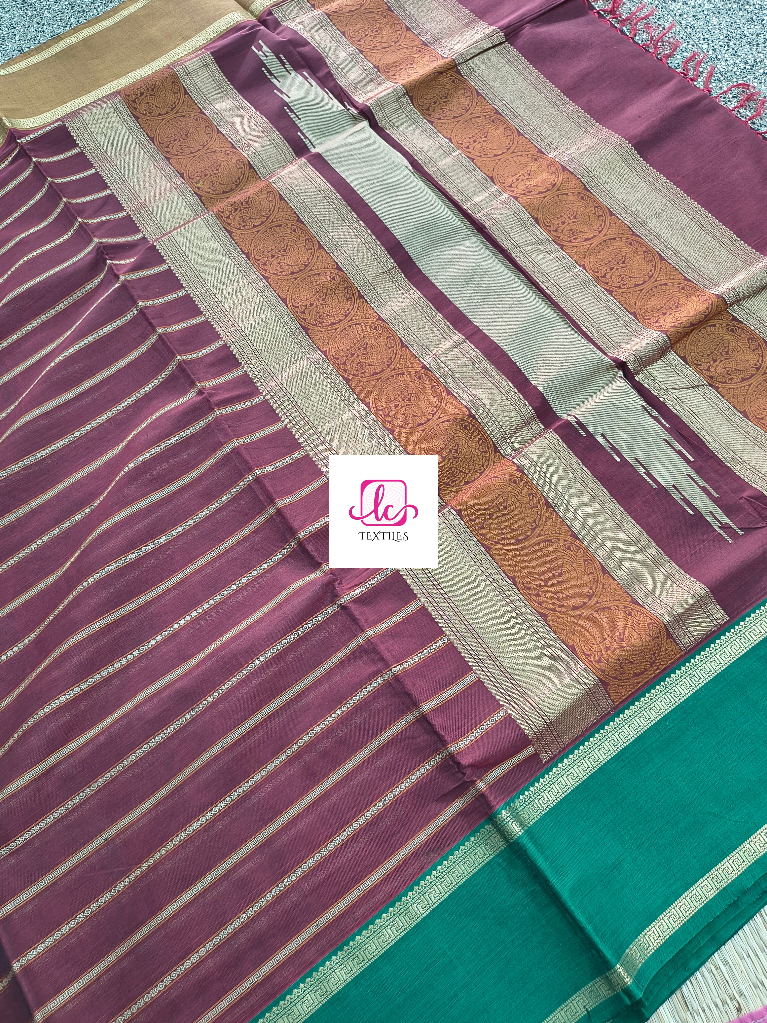 Heritage Handwoven cotton -Veldhari-Dark Maroon -26