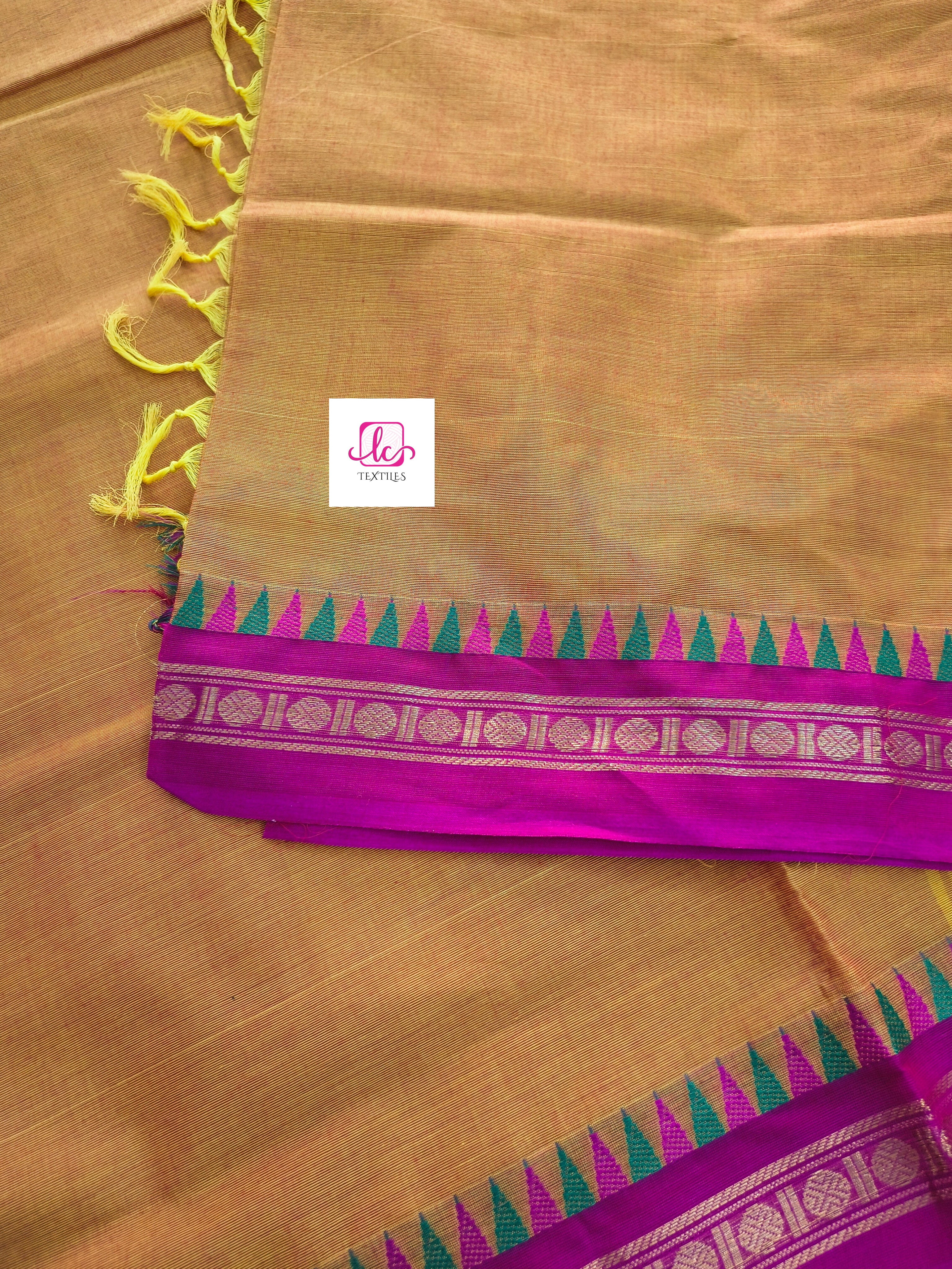 Chettinad Cotton -  Office Wear -Lemon yellow mixed pink dual tone- CCOW52