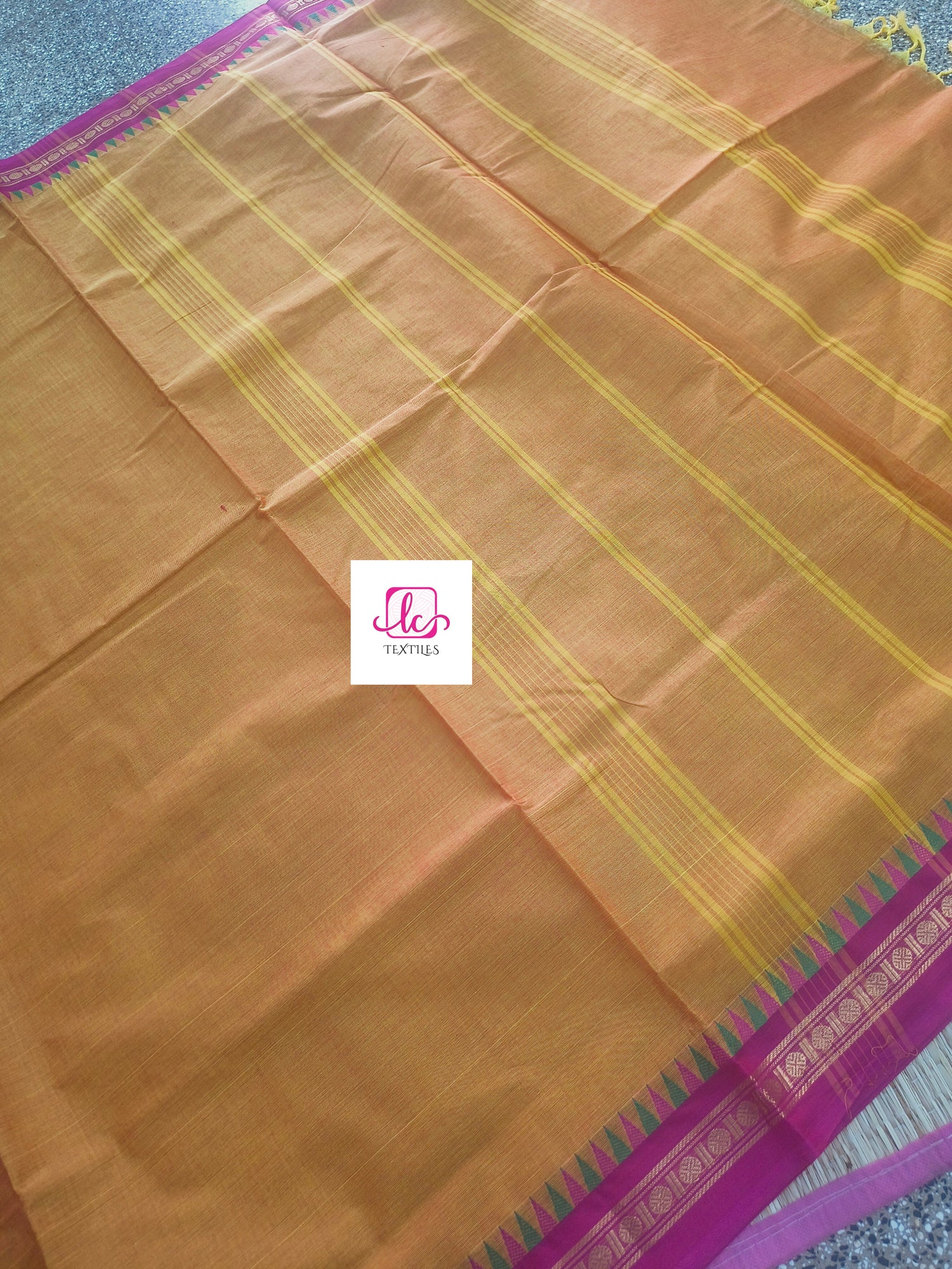 Chettinad Cotton -  Office Wear -Lemon yellow mixed pink dual tone- CCOW52