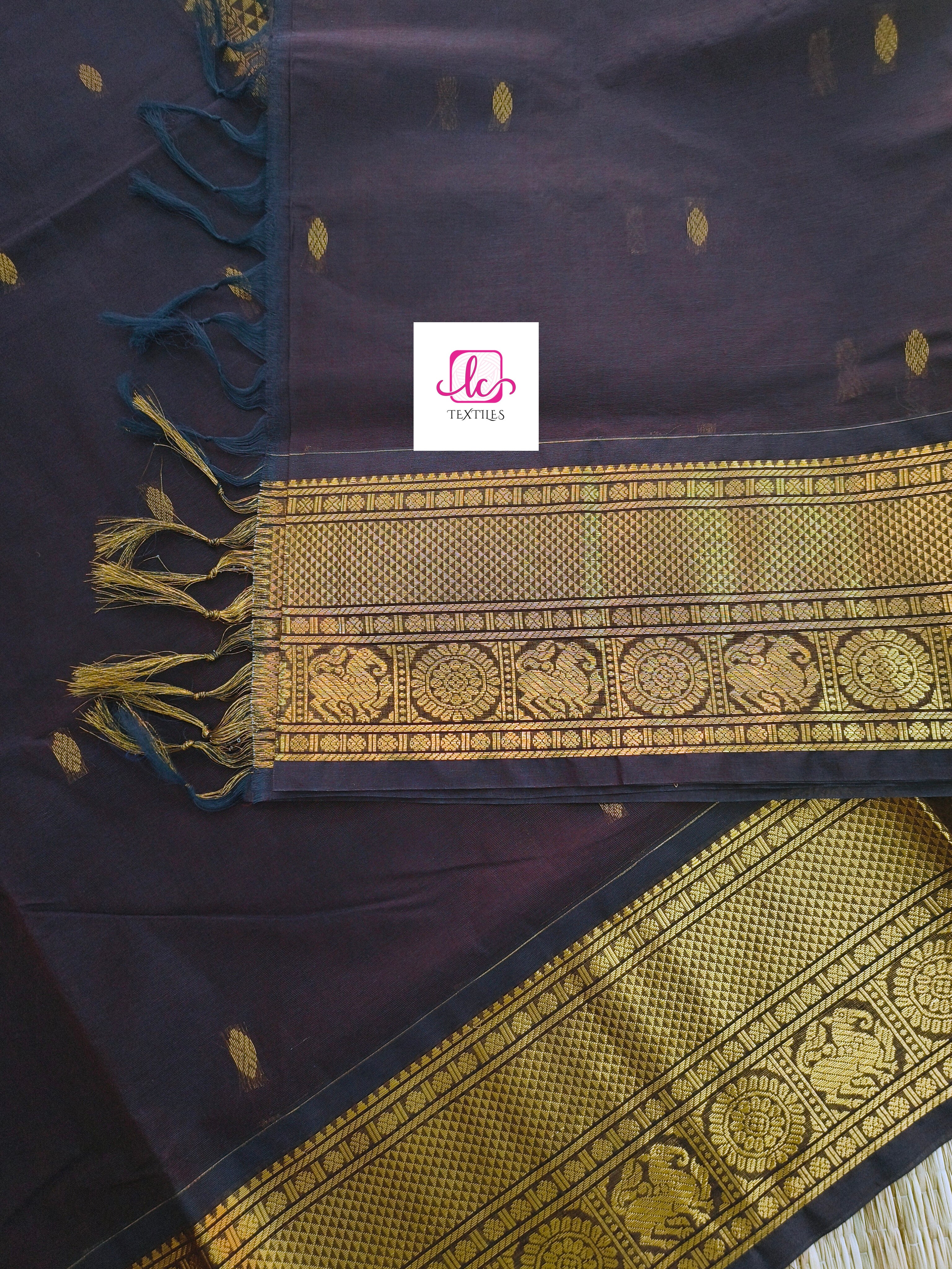Kanchi Cotton - Festival Fusion -Navy blue mixed Brown- KCFG167