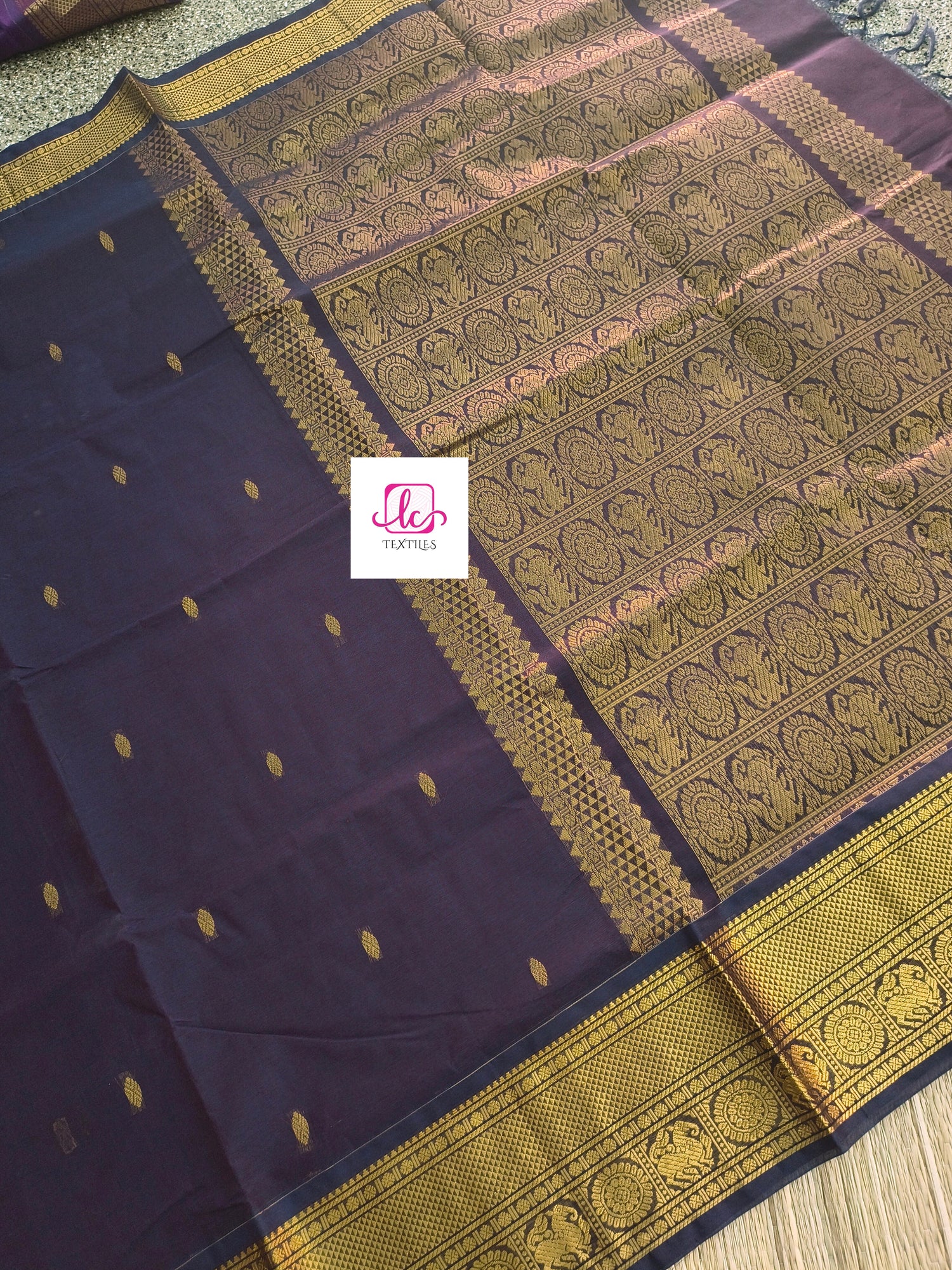 Kanchi Cotton - Festival Fusion -Navy blue mixed Brown- KCFG167