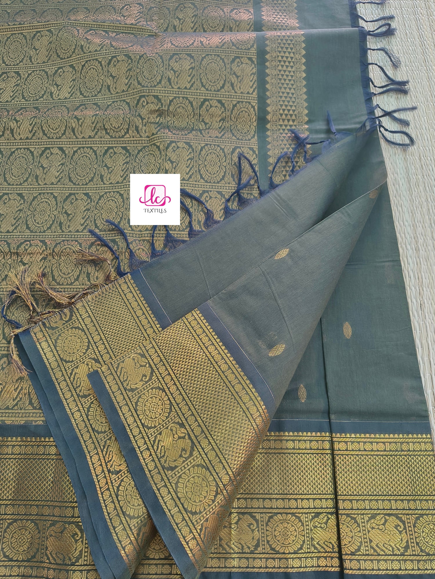 Kanchi Cotton - Festival Fusion -Navy blue mixed green dual tone- KCFG166