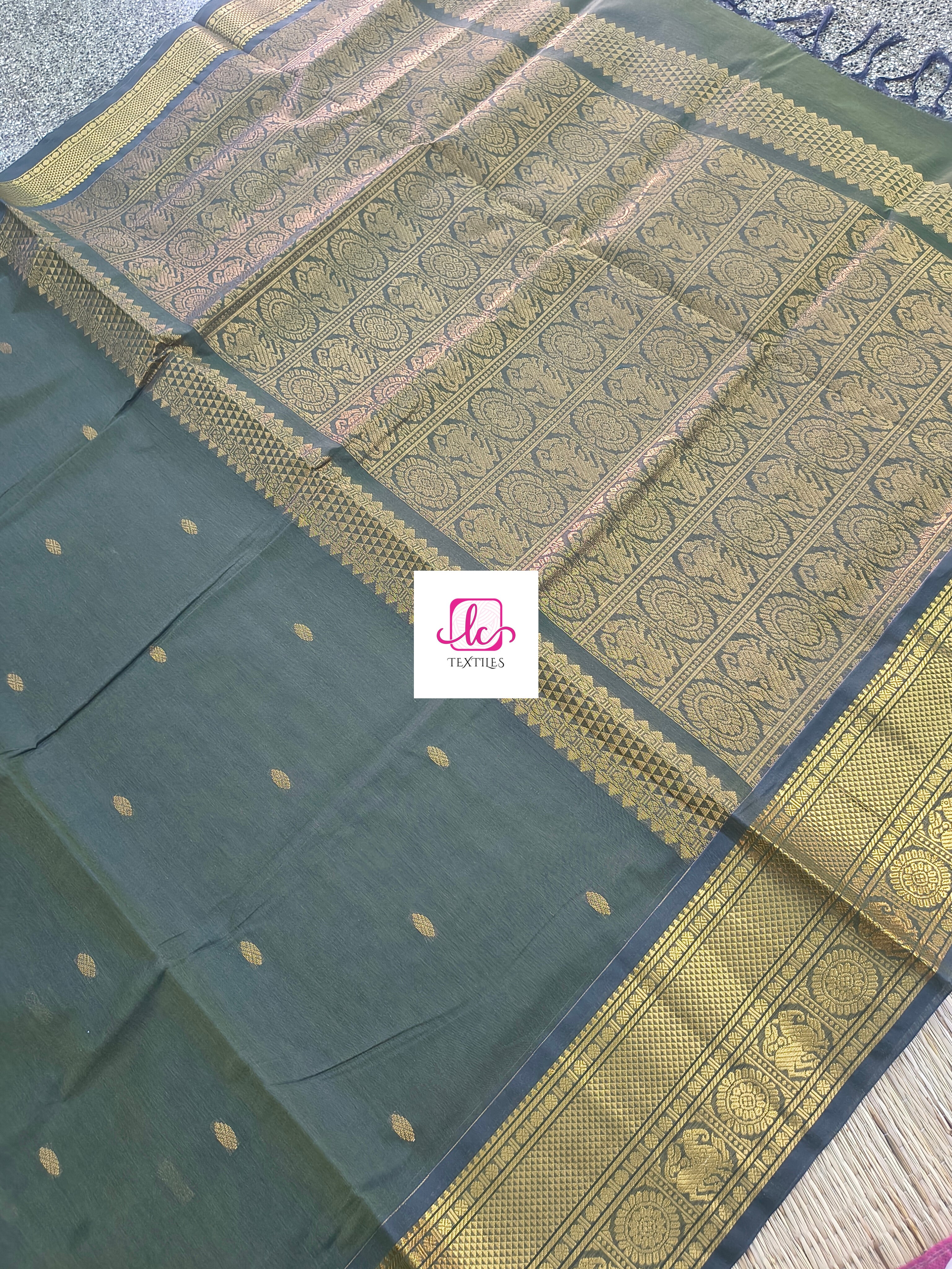 Kanchi Cotton - Festival Fusion -Navy blue mixed green dual tone- KCFG166