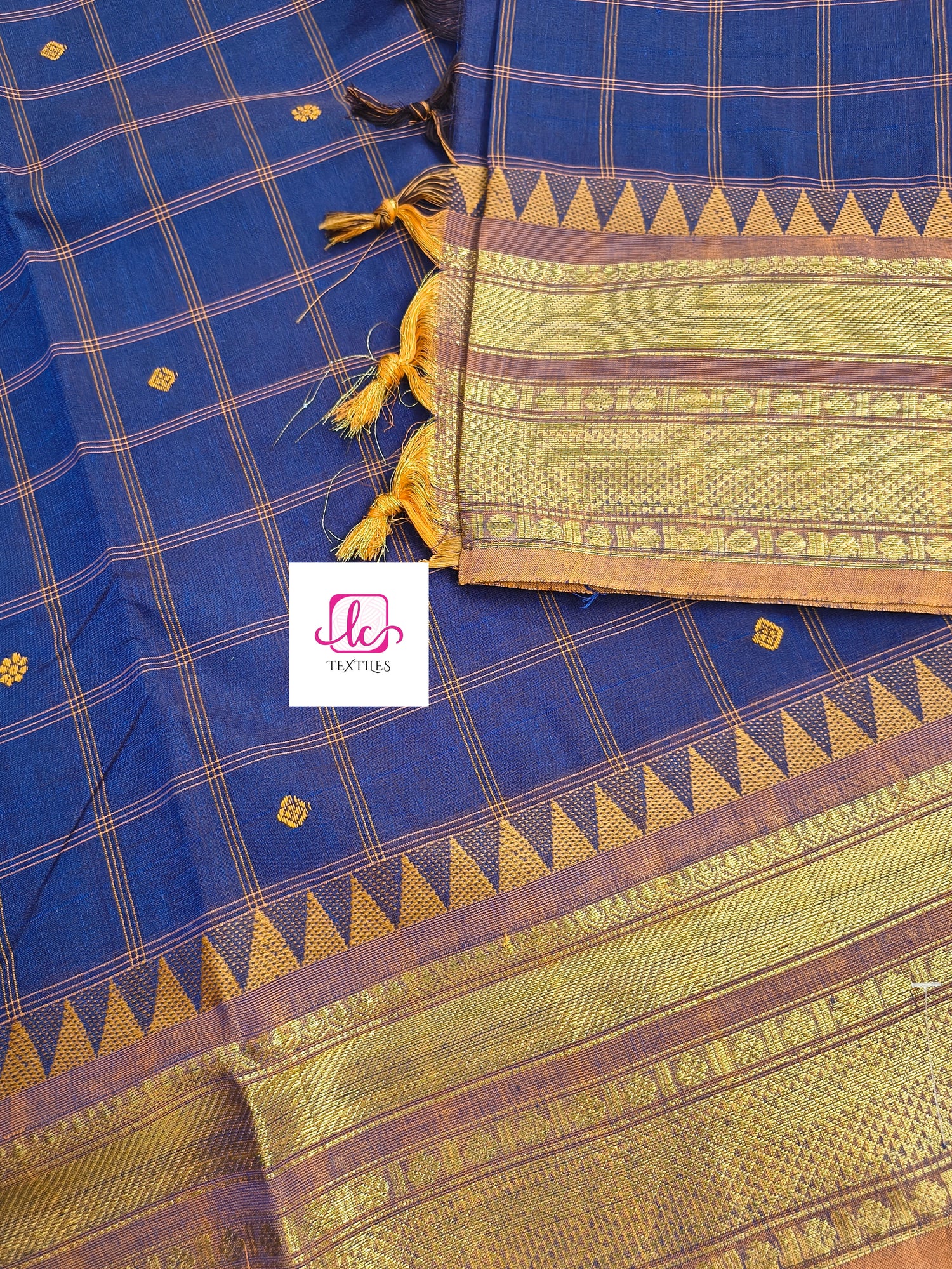 Kandangi Korvai Checks Butta-Violet- KKCB73