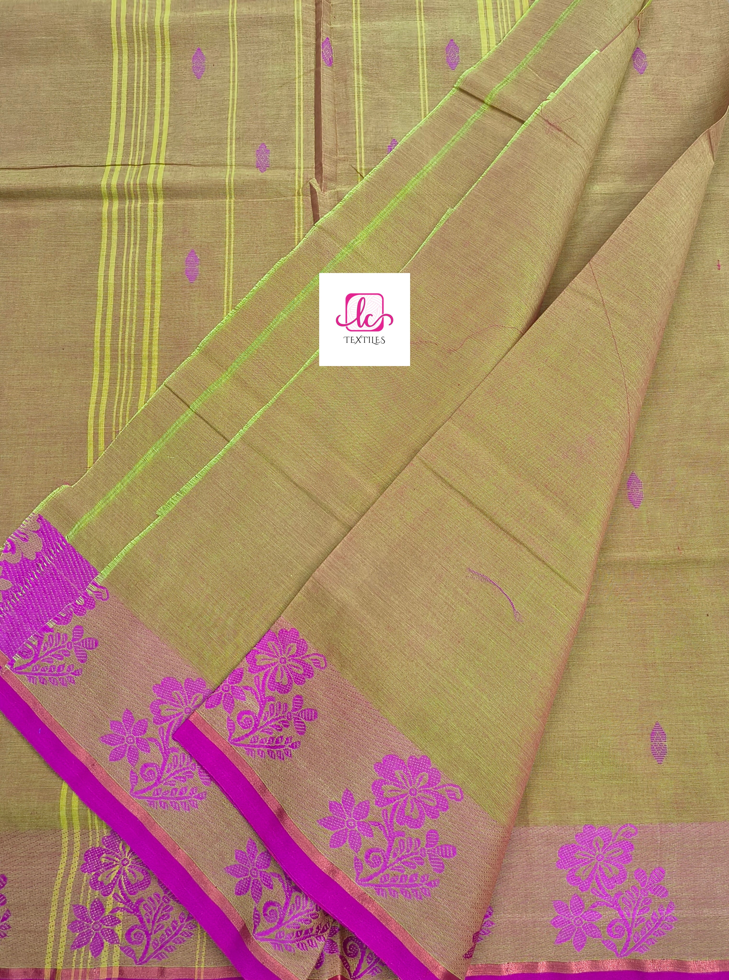 Chettinad Cotton - Office Wear -Neon green mixed pink dual tone- CCOW56