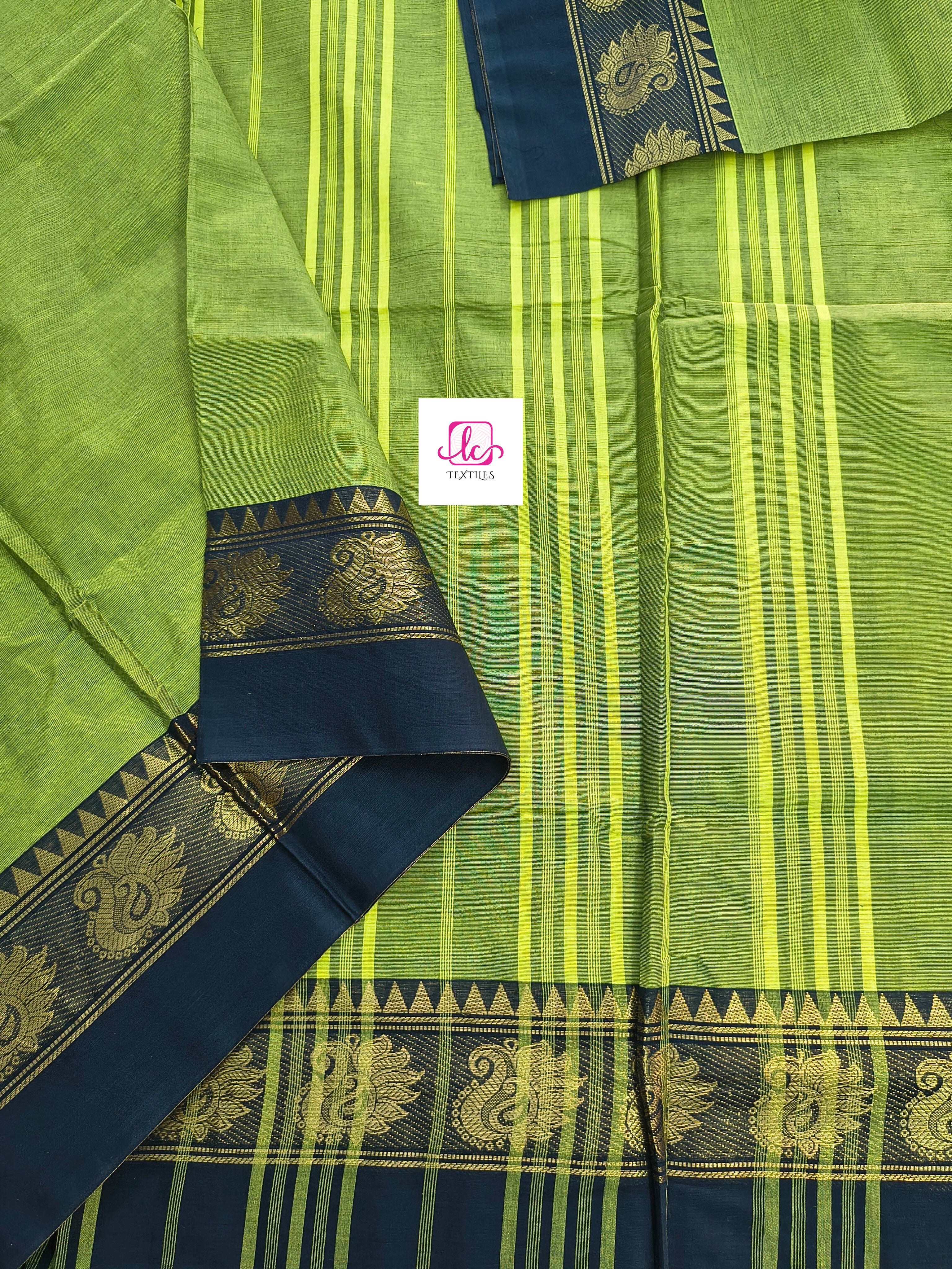 Kanchi Cotton - All Day Fusion -Neon green mixed black- KCAF56