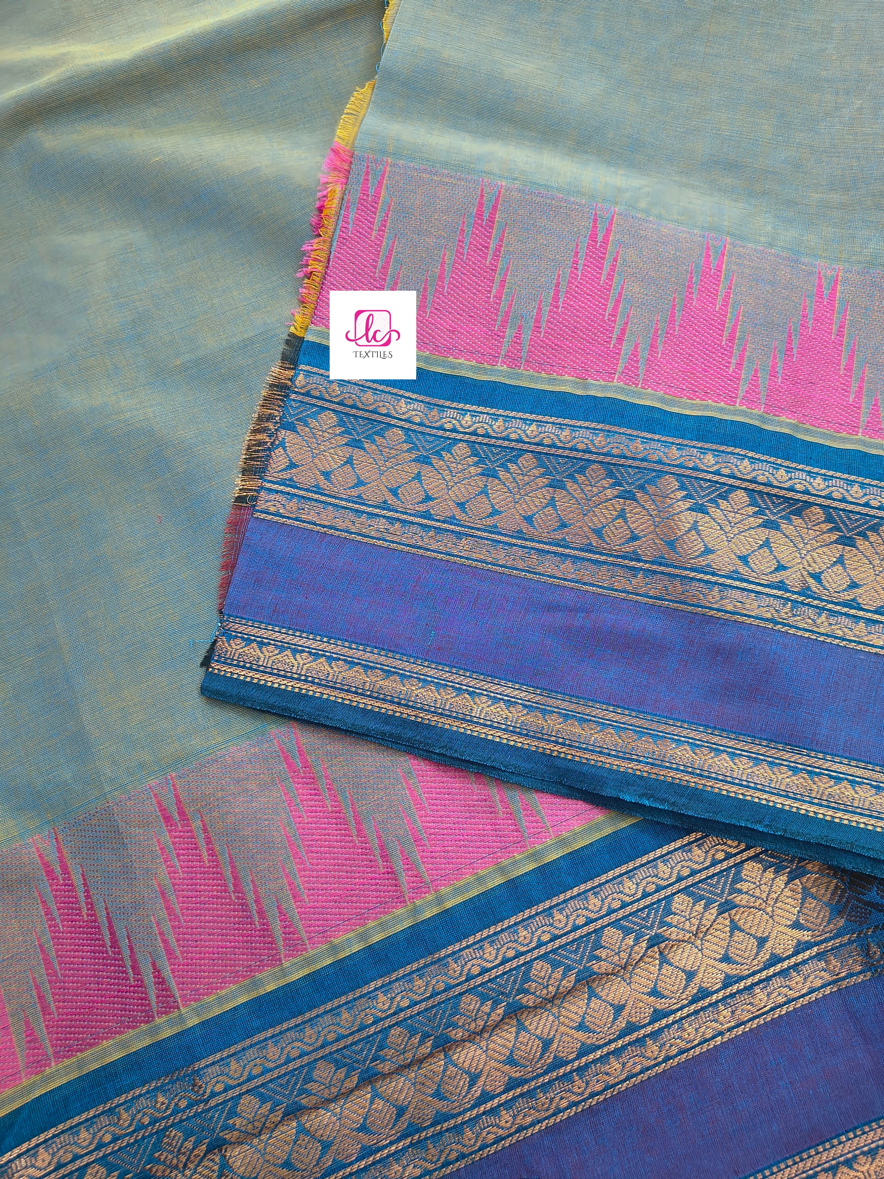 Kanchi Cotton - All Day Fusion -Yellow mixed blue Dual tone- KCAF71