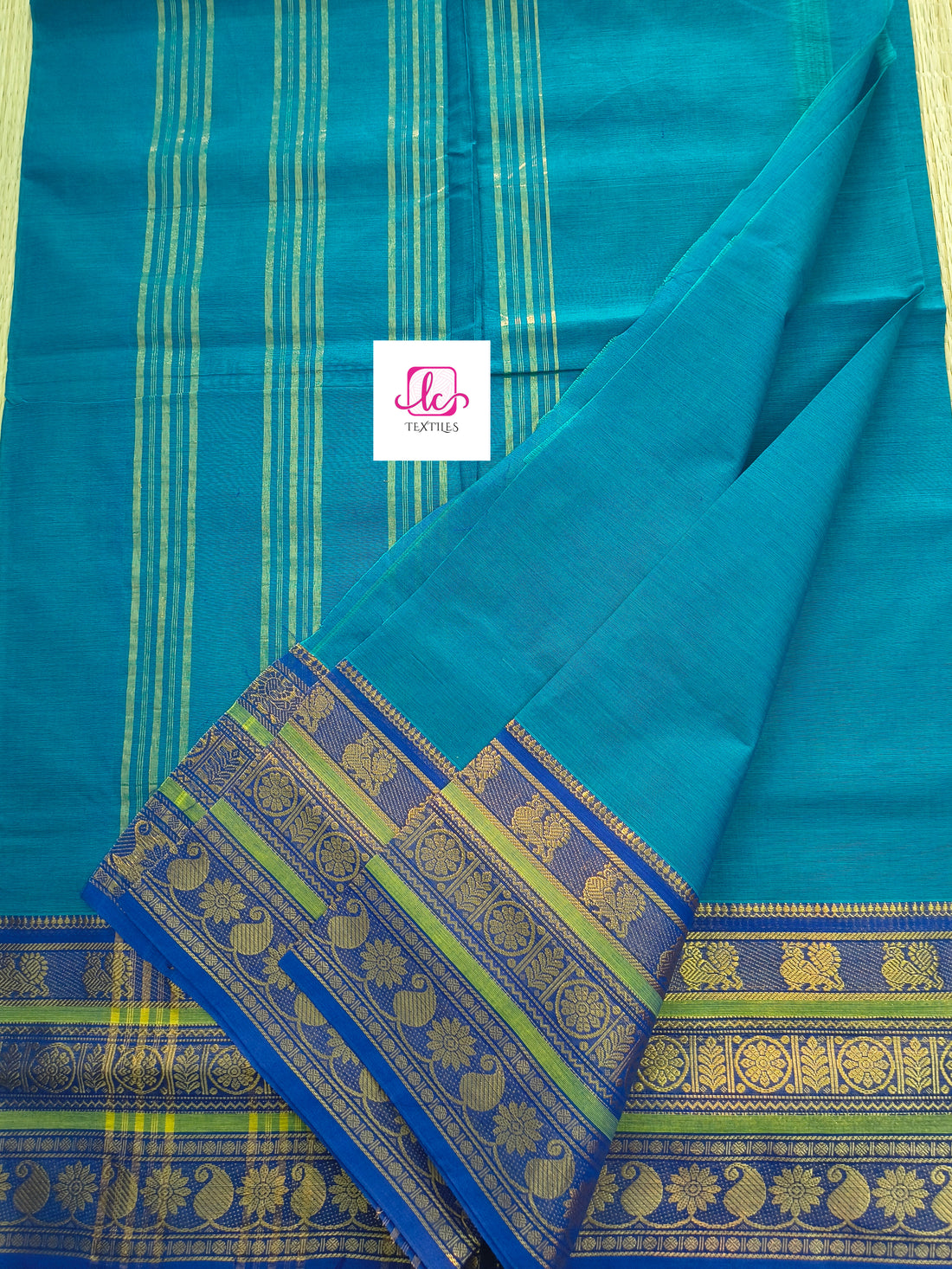 Kanchi Cotton - All Day Fusion -Rama green mixed dark blue- KCAF72