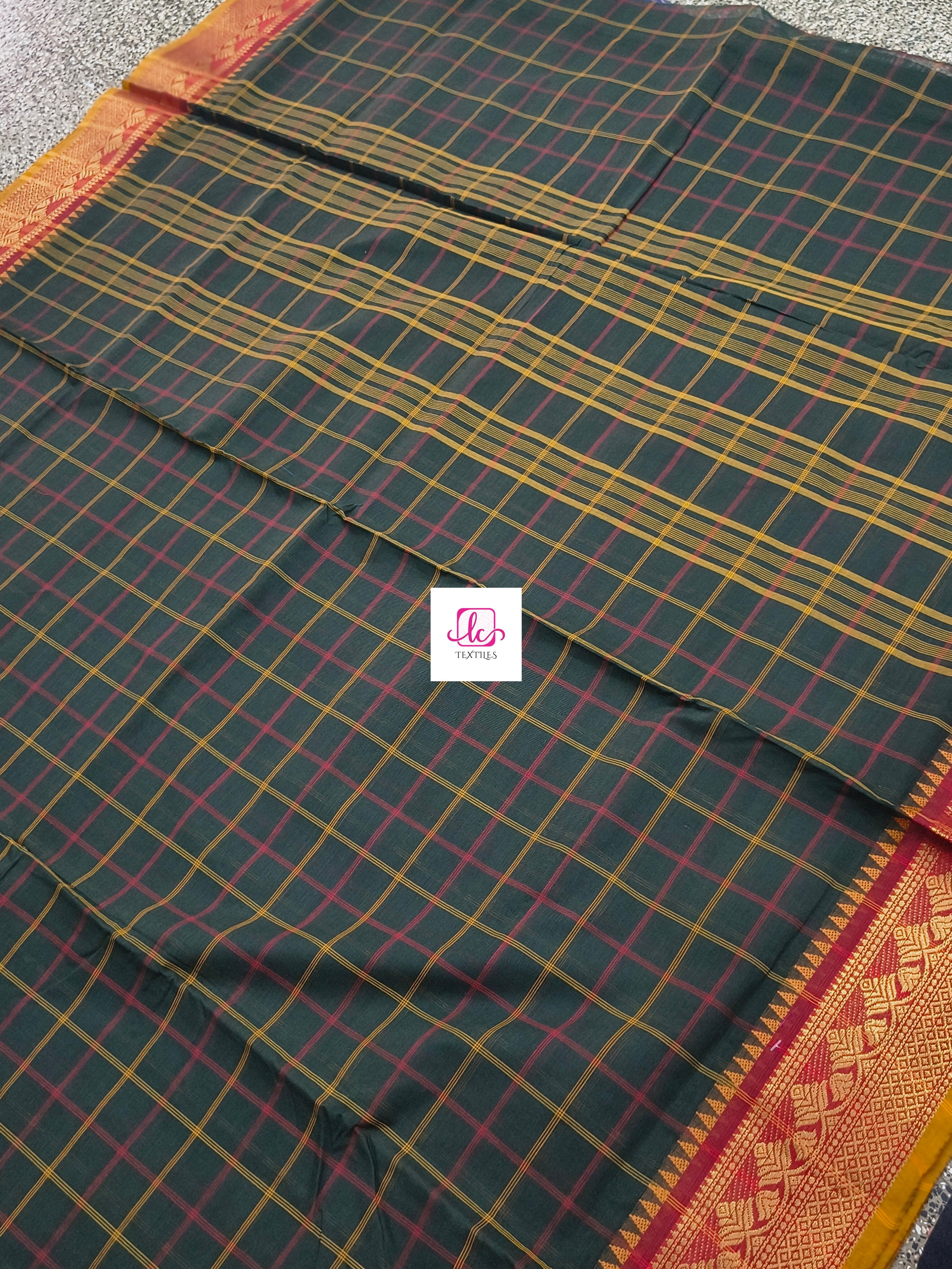 Kandangi Checks -Dark green- KC75