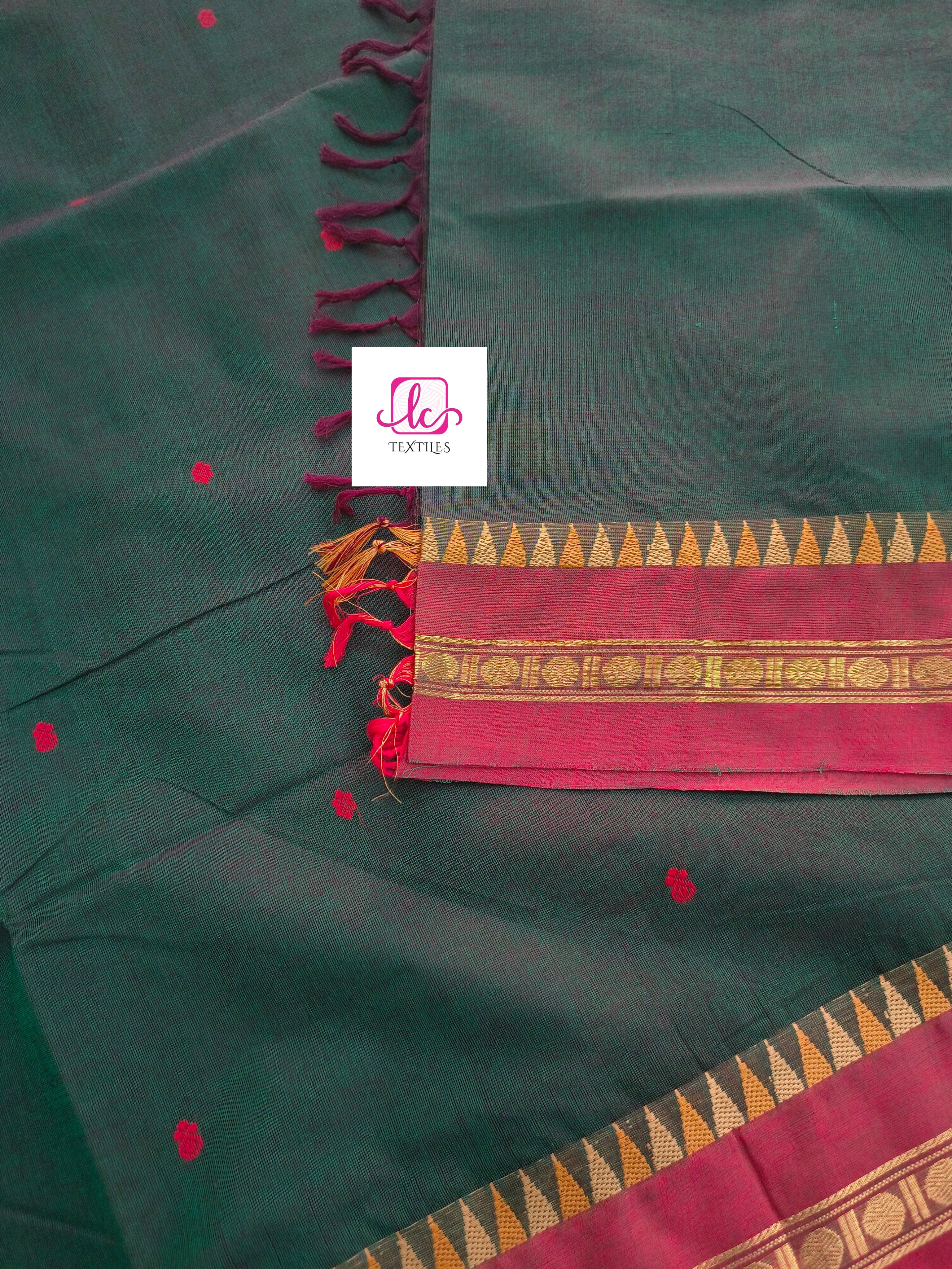 Kanchi Cotton - Festival Fusion -Green mixed red dual tone- KCFB178
