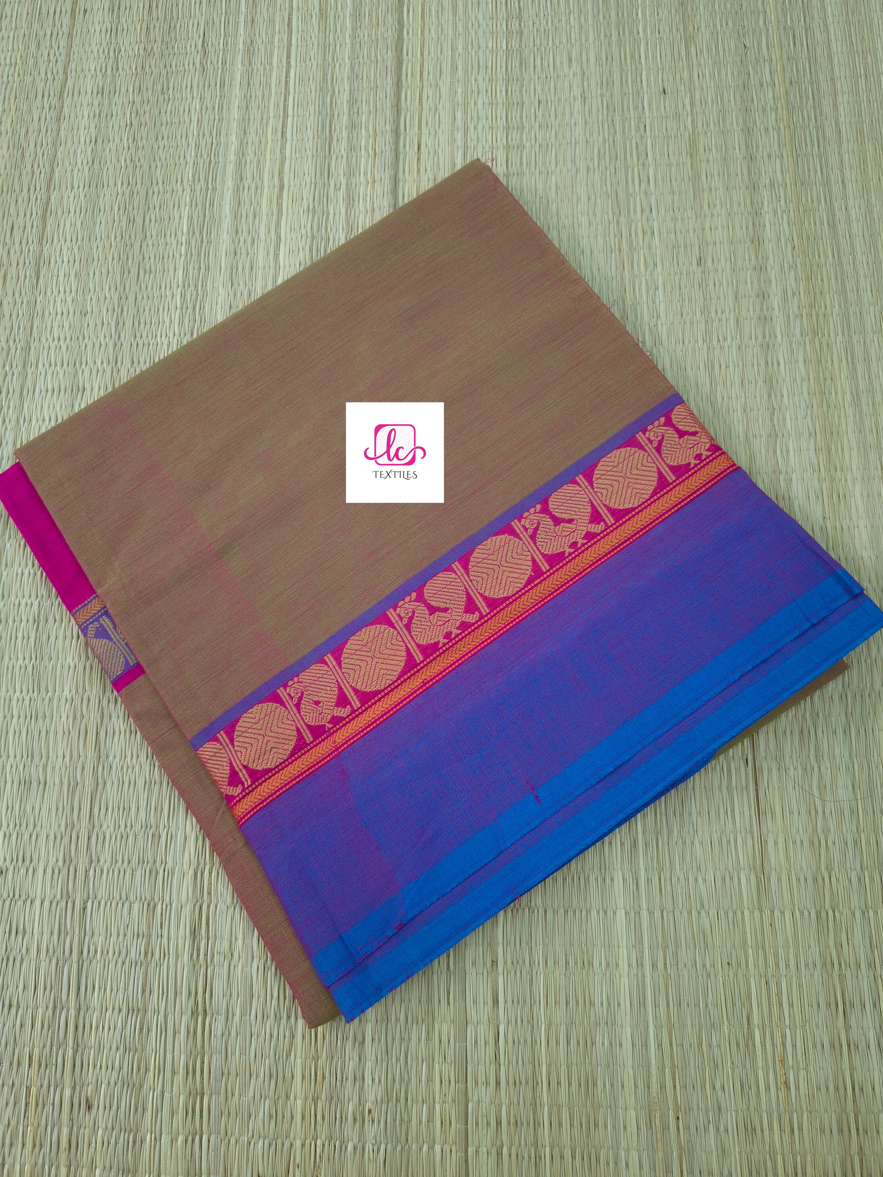 Chettinad Cotton -Daily Wear -Neon green mixed pink dual tone- CDW144