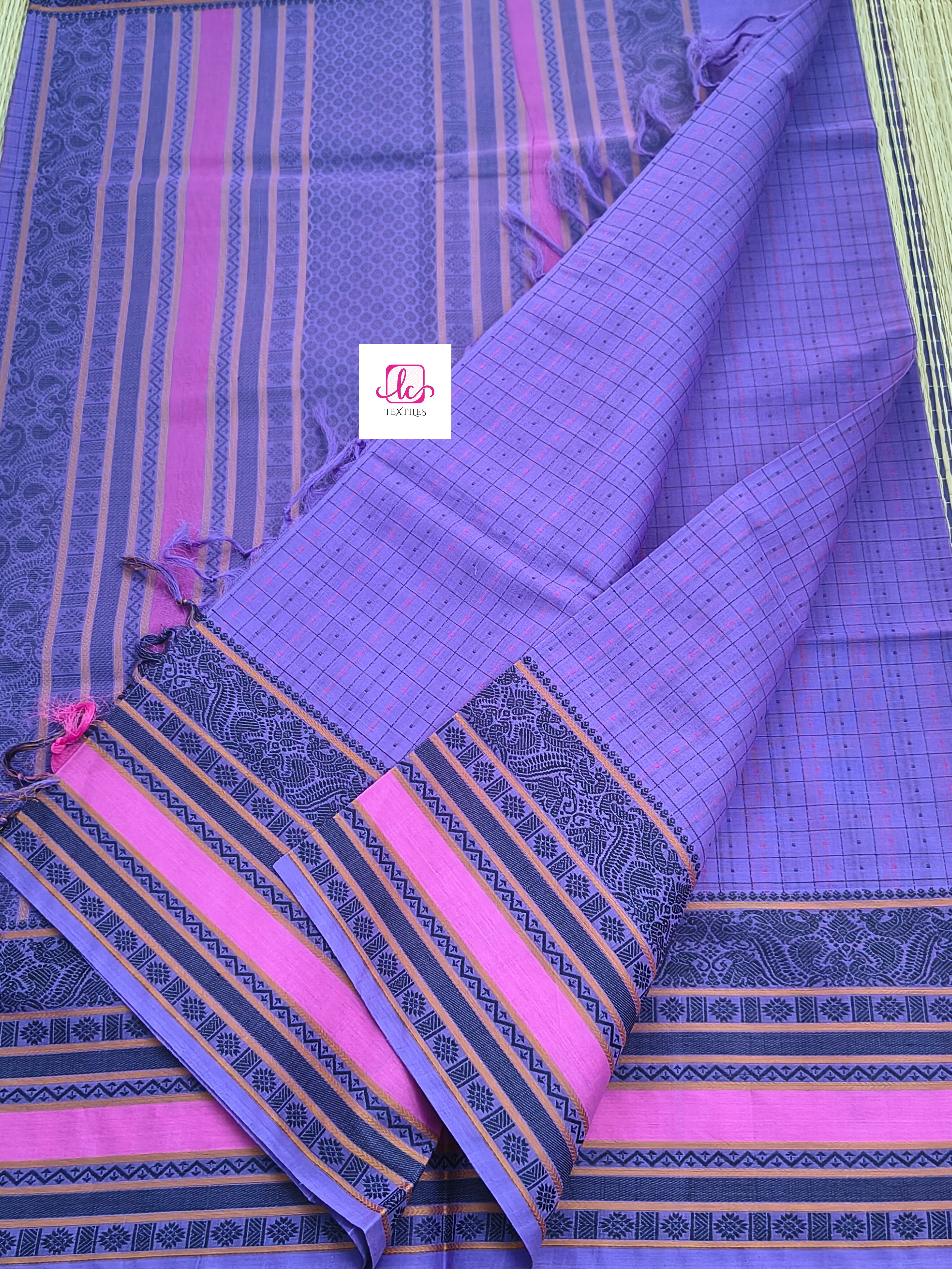 Heritage Handwoven cotton -Lakshadeepam-Lavender -HC20