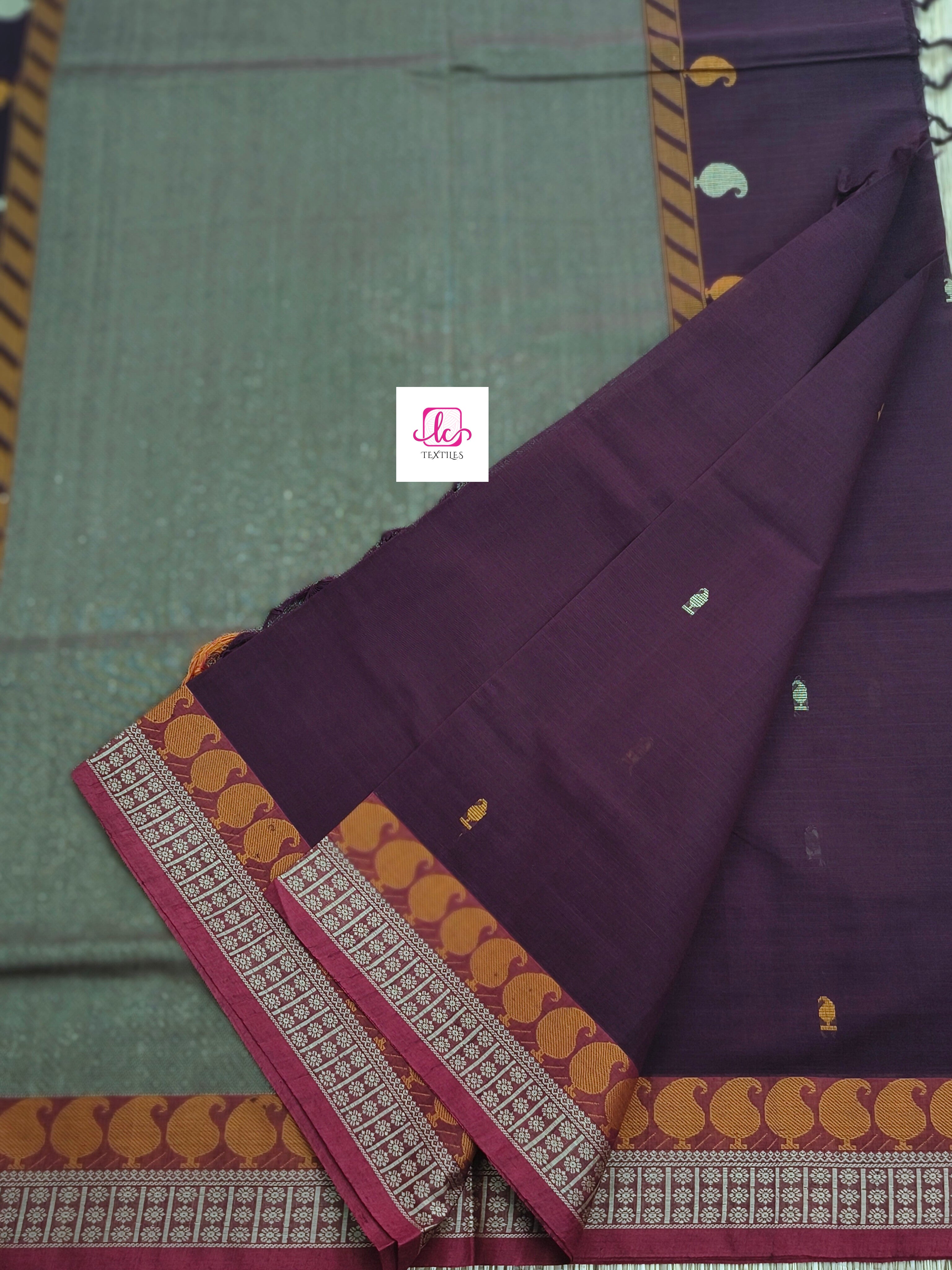 Heritage Handwoven cotton -Side Butta-Brown-HC28