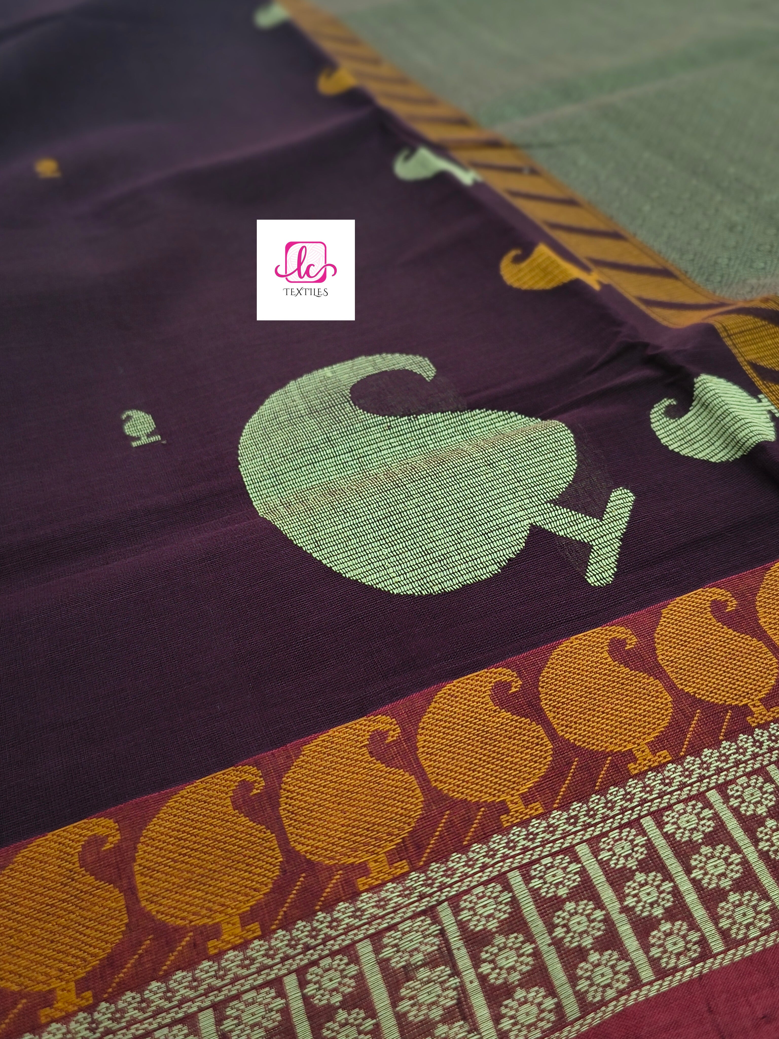 Heritage Handwoven cotton -Side Butta-Brown-HC28