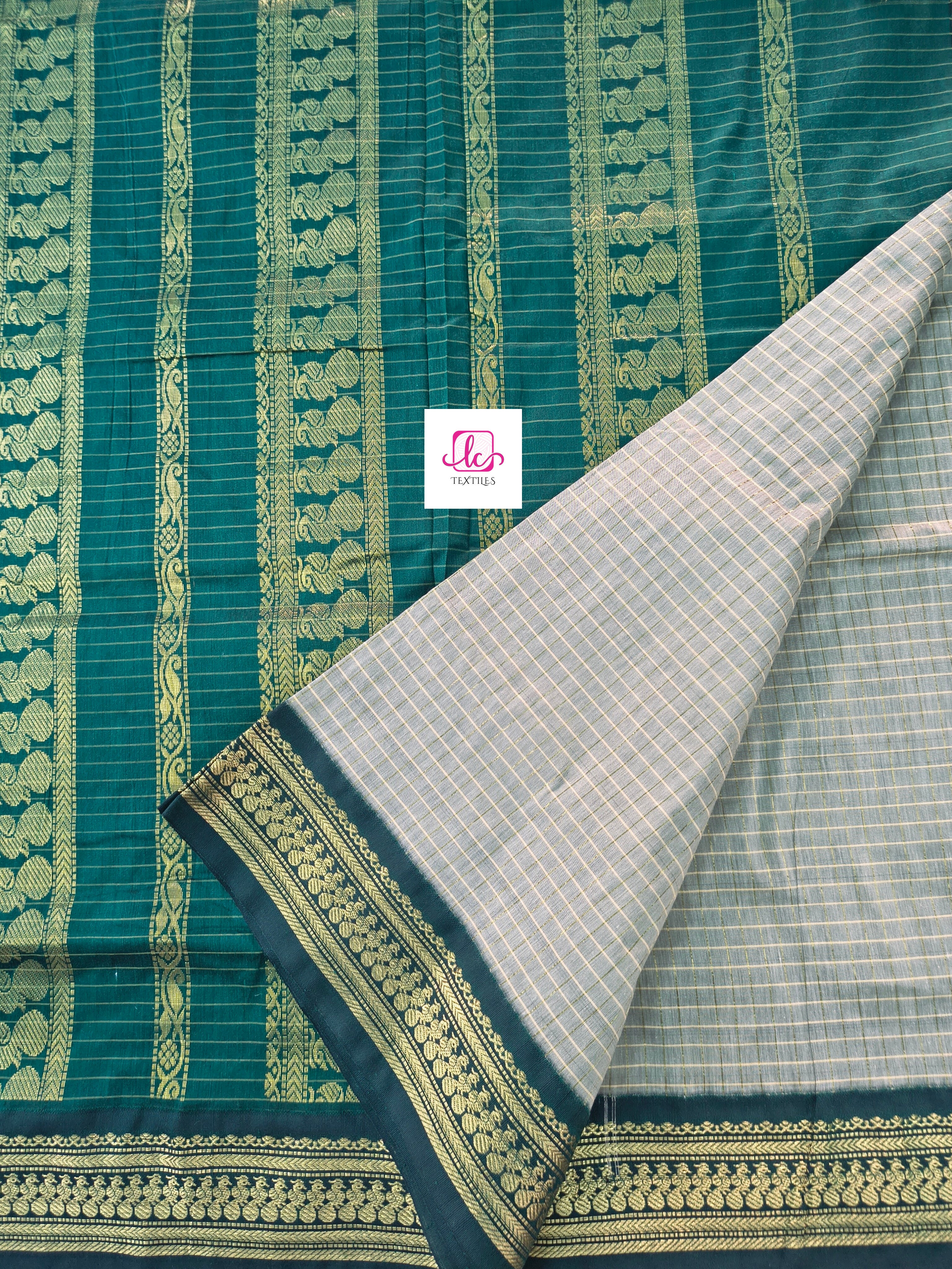 Kalyani cotton- checks- Tussar- KC09