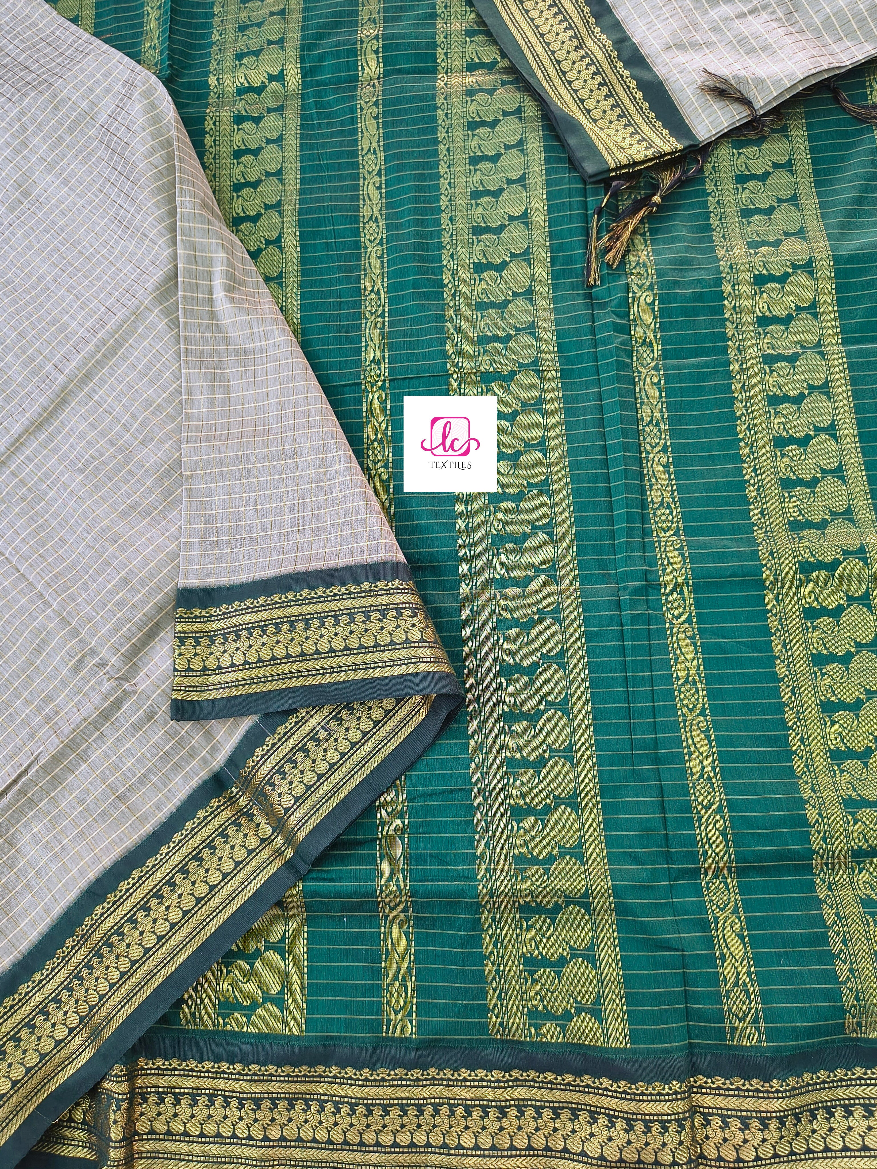 Kalyani cotton- checks- Tussar- KC09
