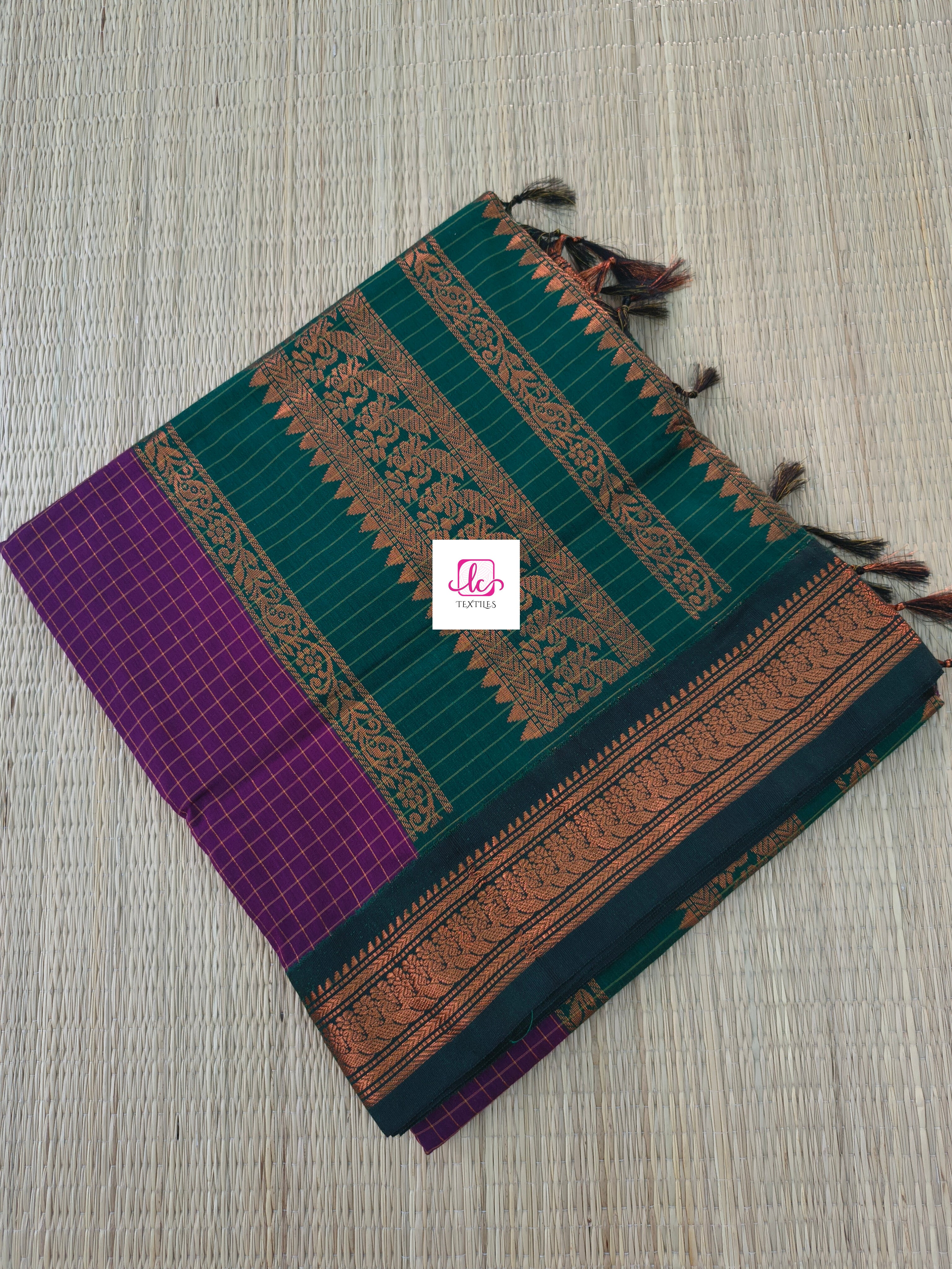 Kalyani cotton- checks- Purple- KC11