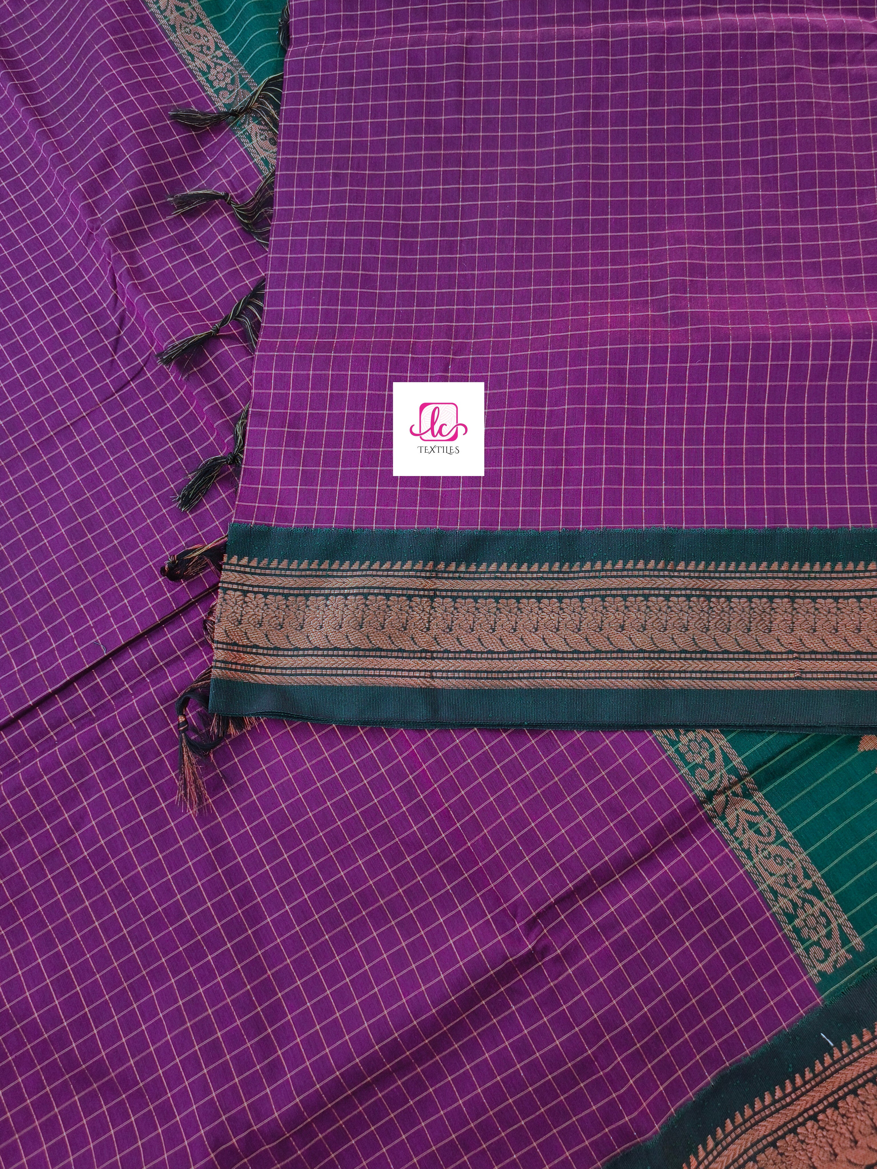 Kalyani cotton- checks- Purple- KC11
