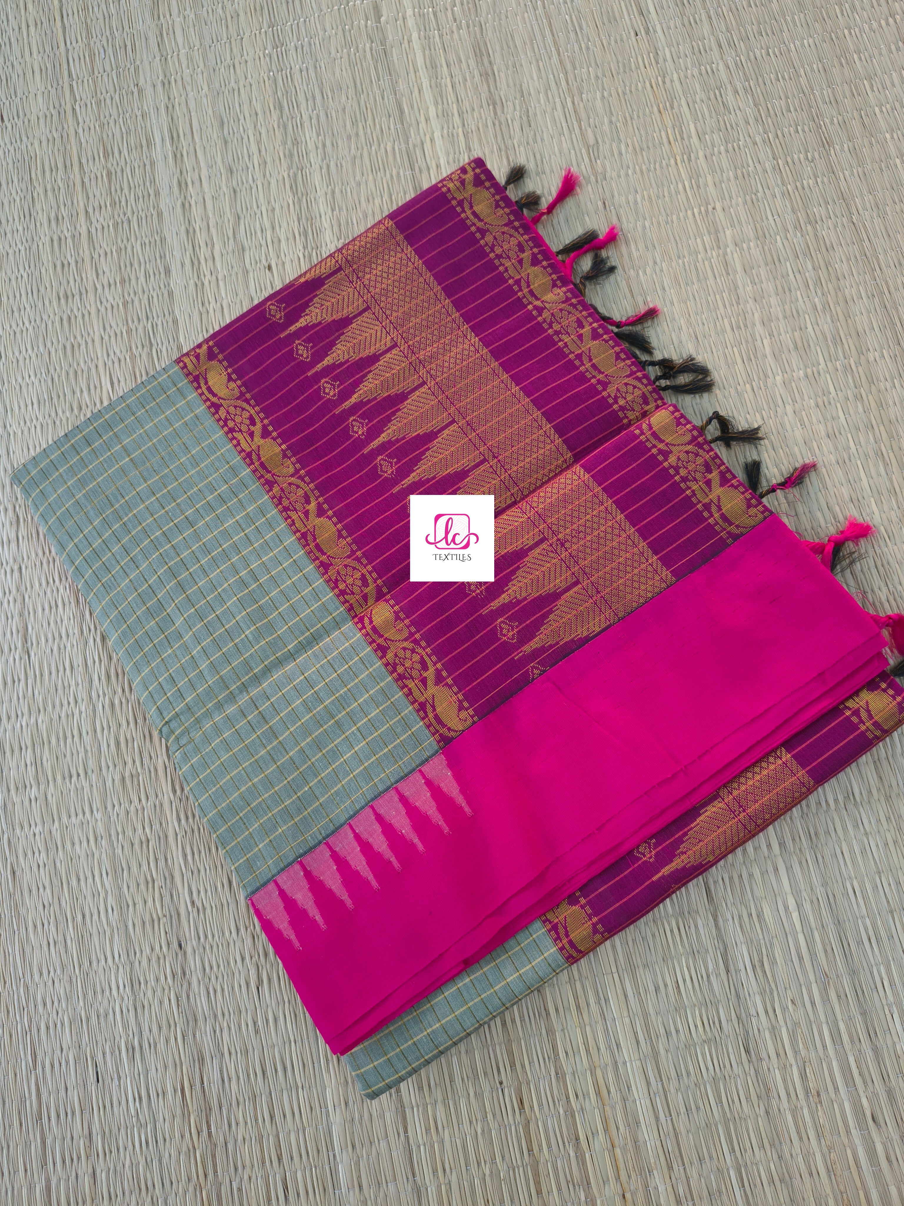 Kalyani cotton- checks- Pastal green- KC10