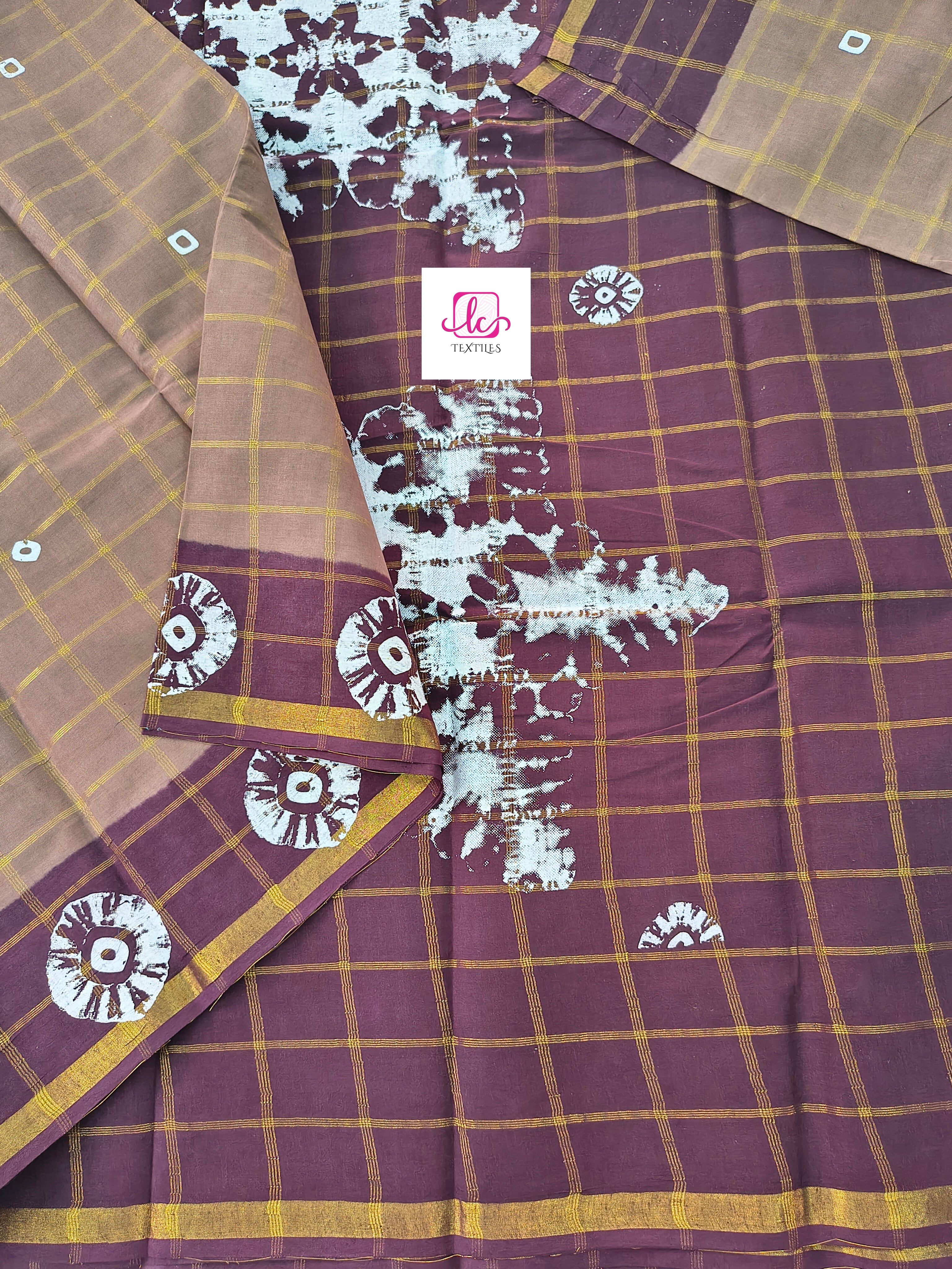 Madurai Sungudi Cotton - zari checks - Tussar- MS69
