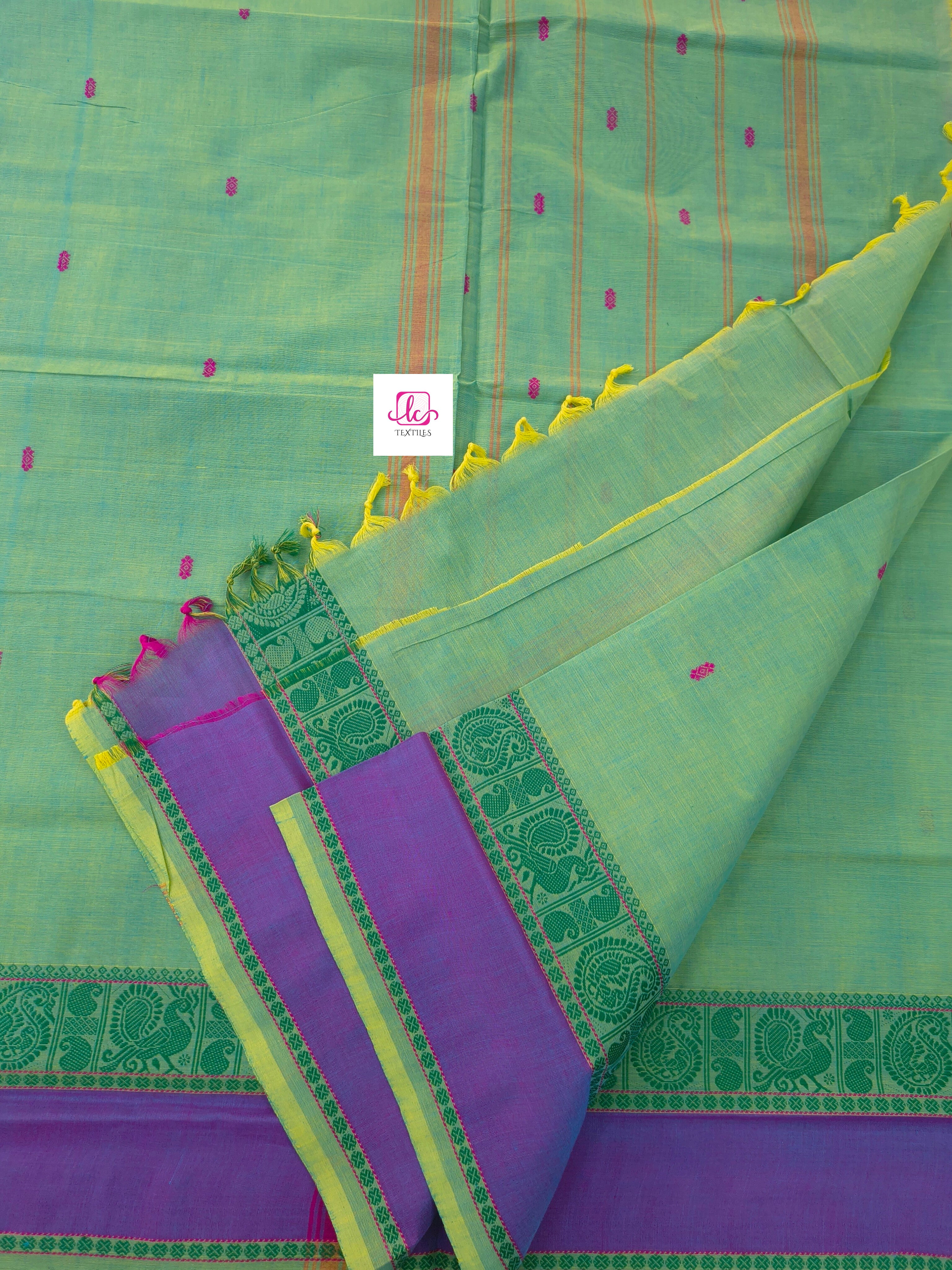 Chettinad Cotton -Office Wear -Lemon yellow mixed blue dual tone- CCOW60