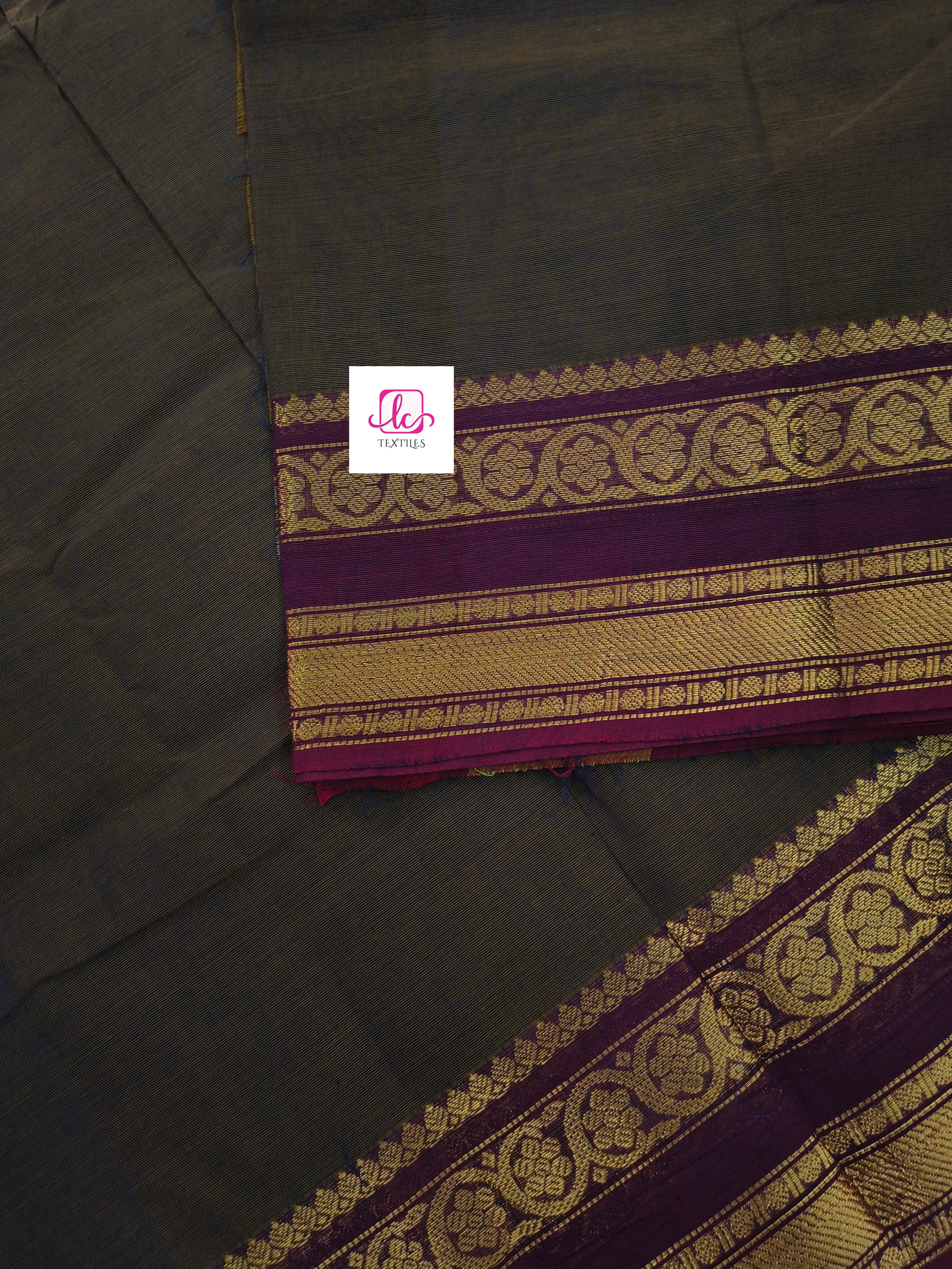 Madisar-chettinad cotton-Khaki mixed maroon dual tone-msc04