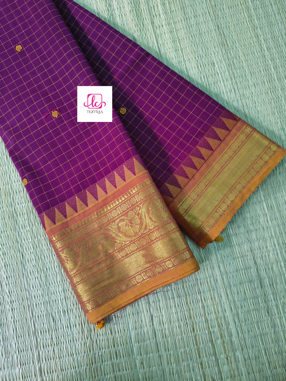 Kandangi Korvai Checks Butta-Purple- KKCB88